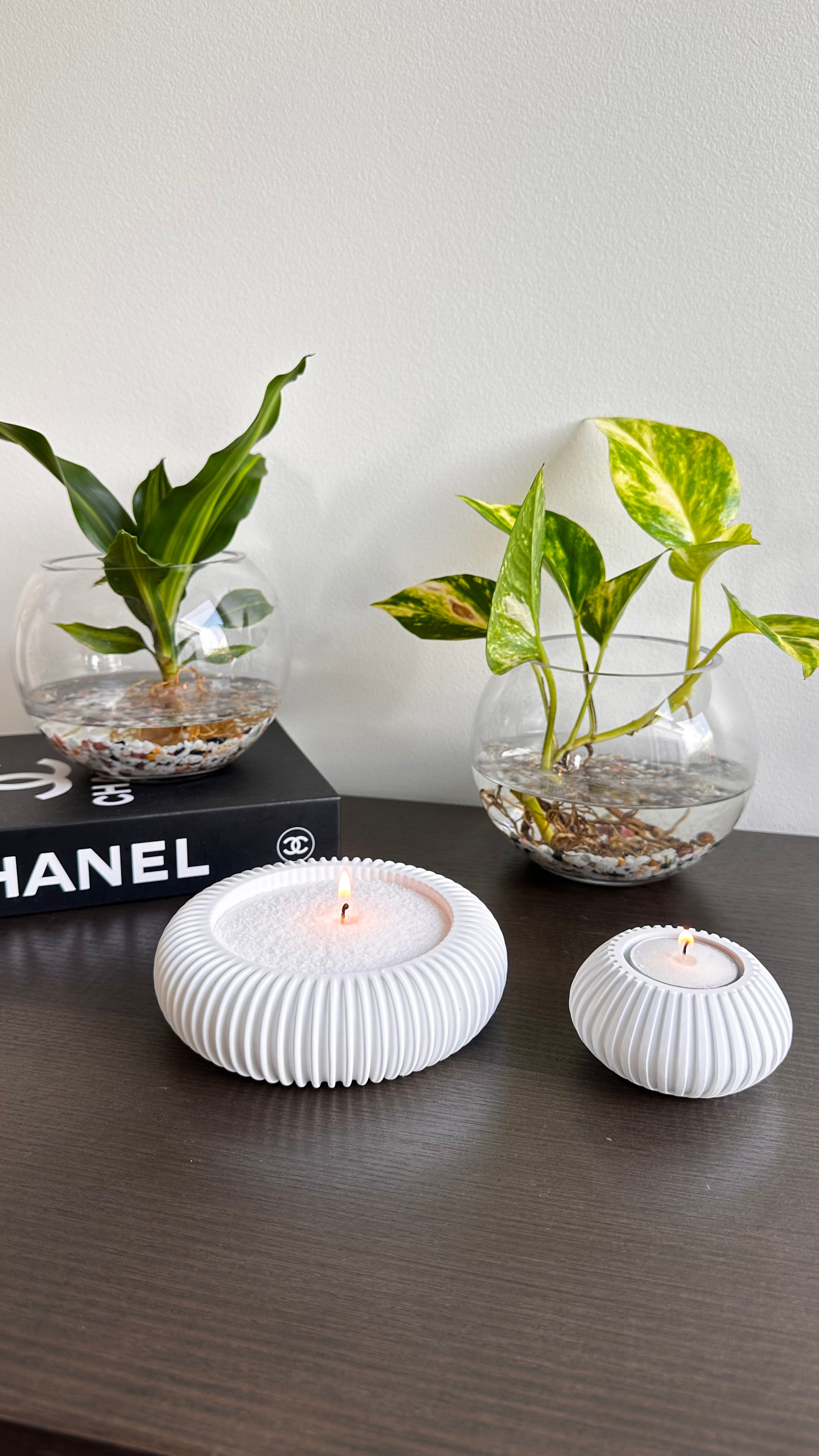 Refillable eco-resin candle holders