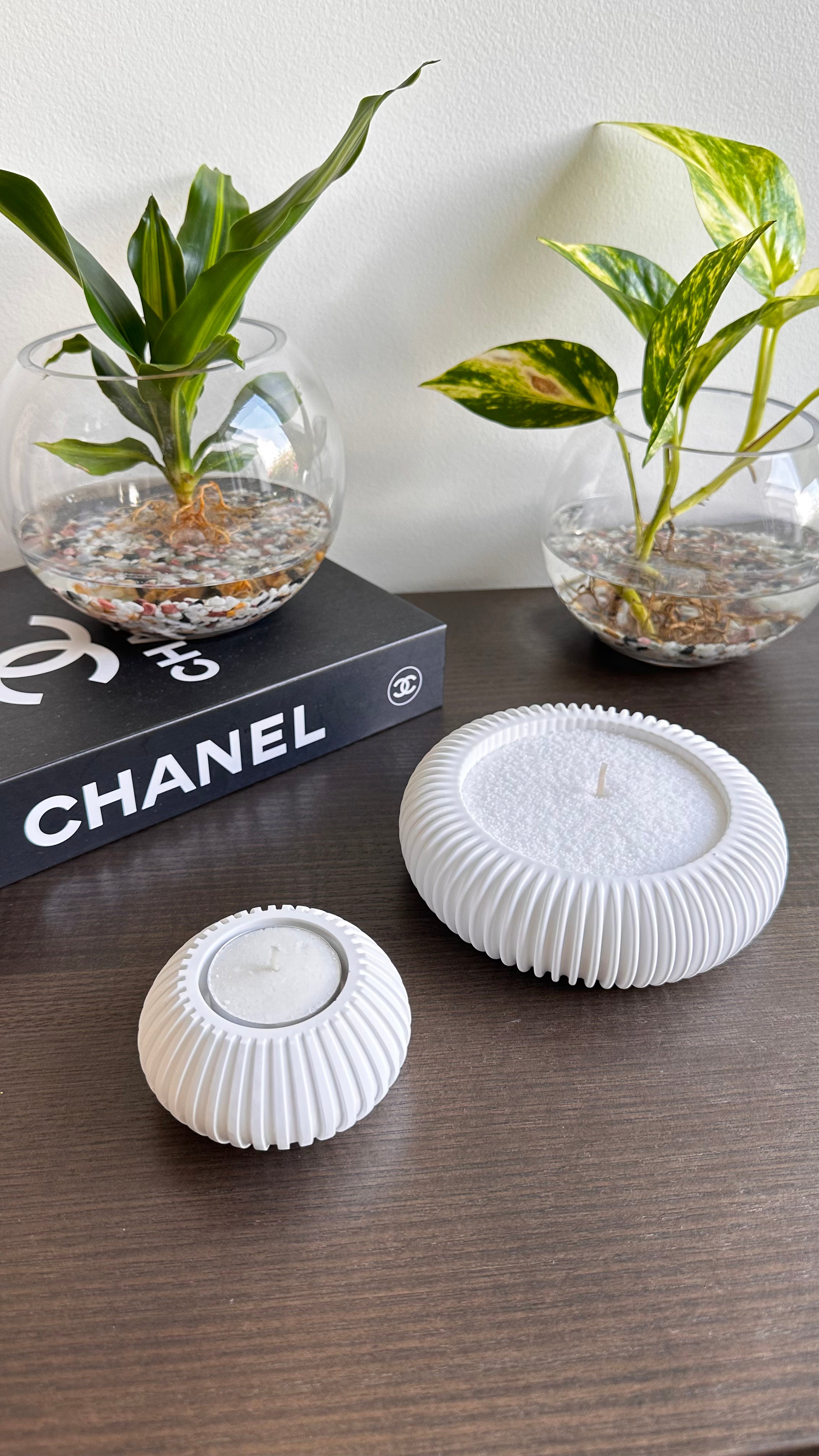 Refillable eco-resin candle holders