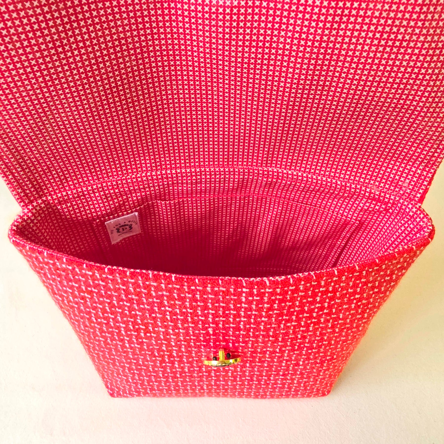 Red Tweed Vintage-Style Clutch | Upcycled Pre-Loved Fabric