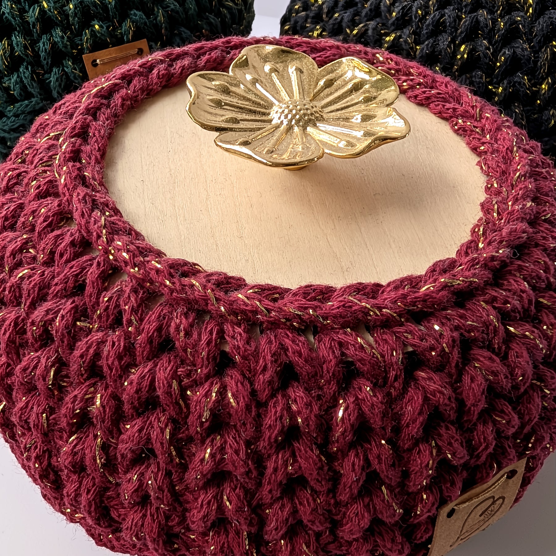 Golden Flower Trinket Basket with Lid