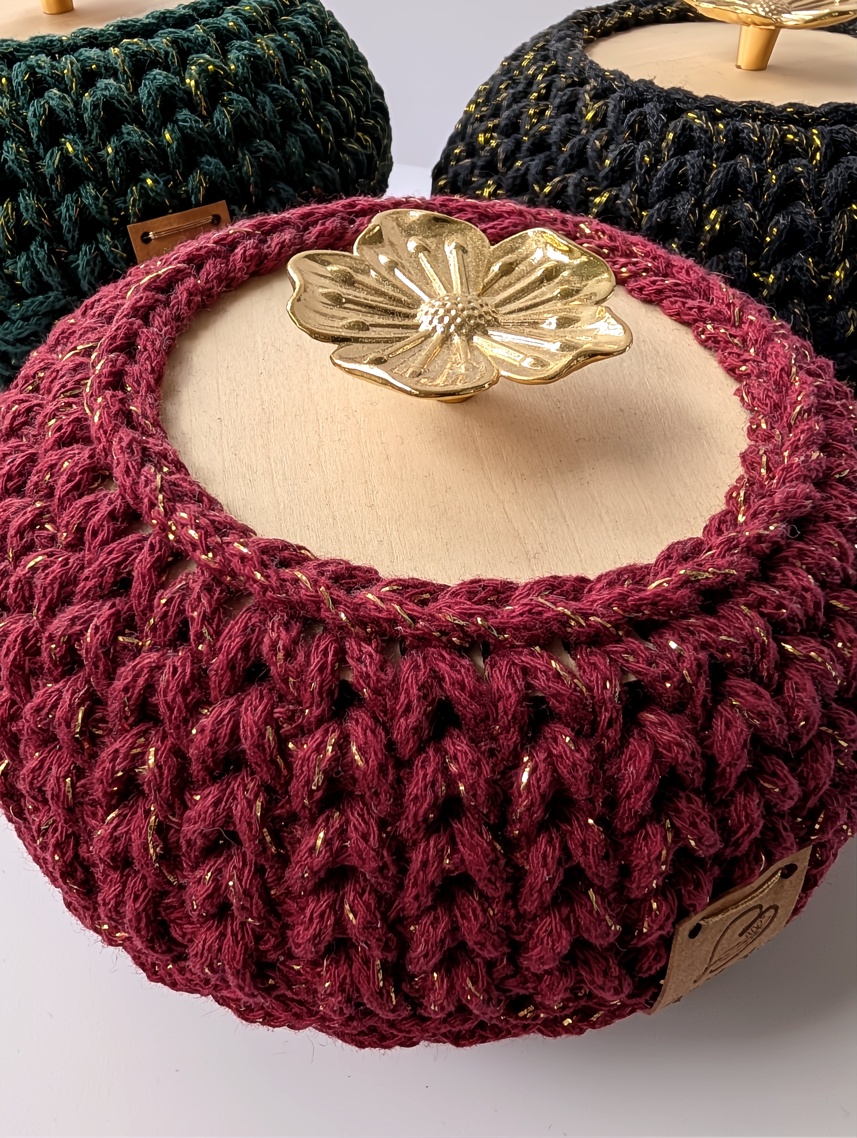 Golden Flower Trinket Basket with Lid