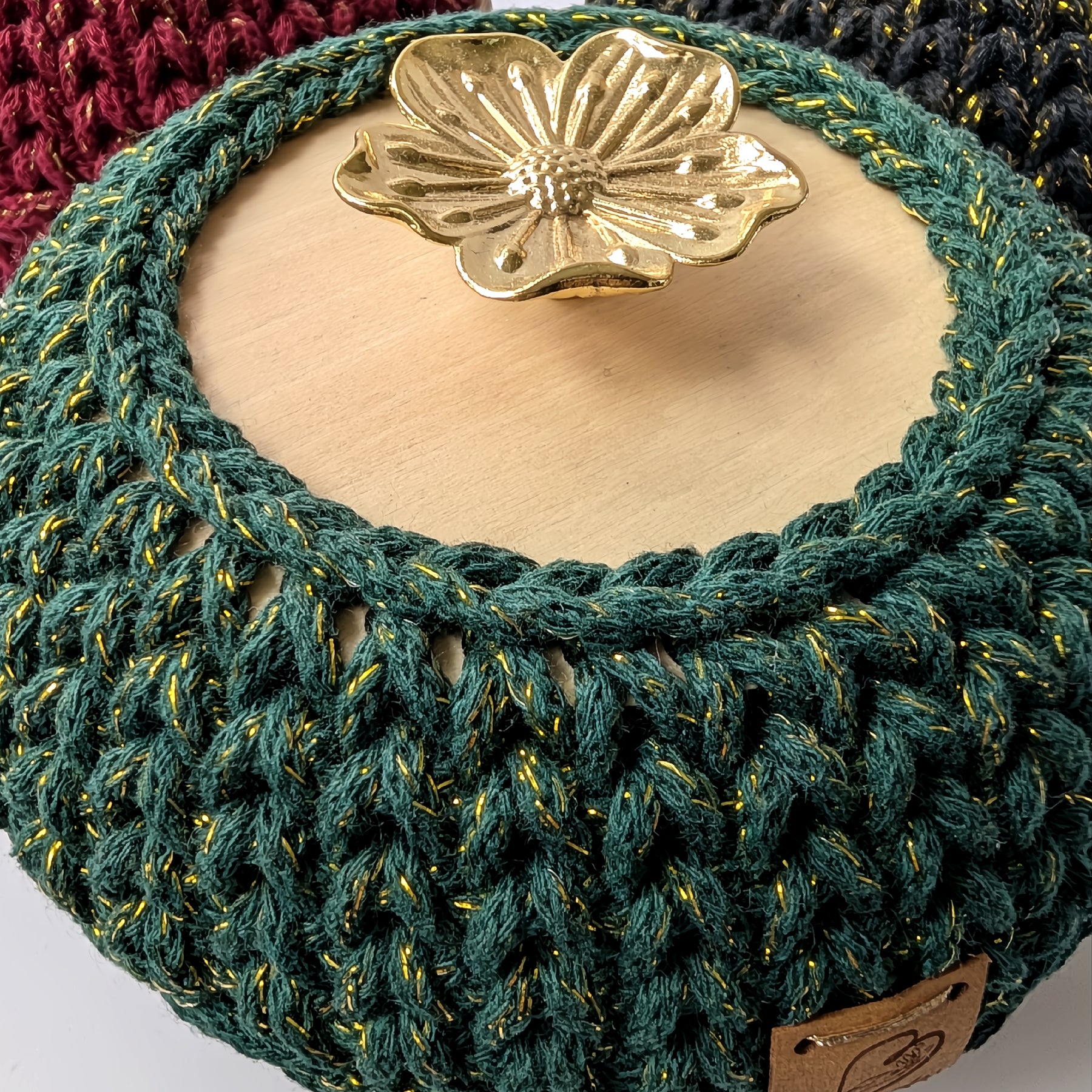 Golden Flower Trinket Basket with Lid