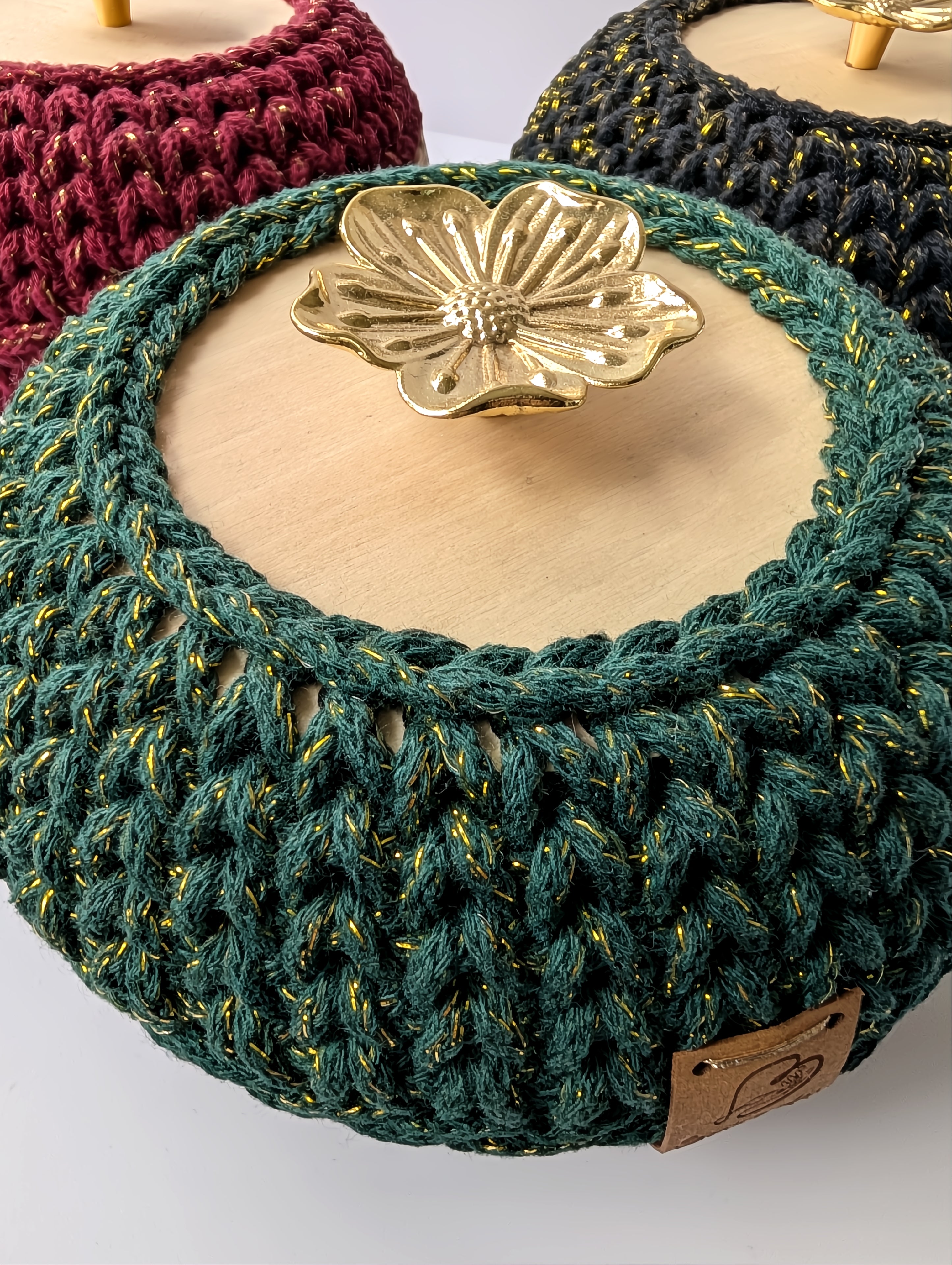 Golden Flower Trinket Basket with Lid