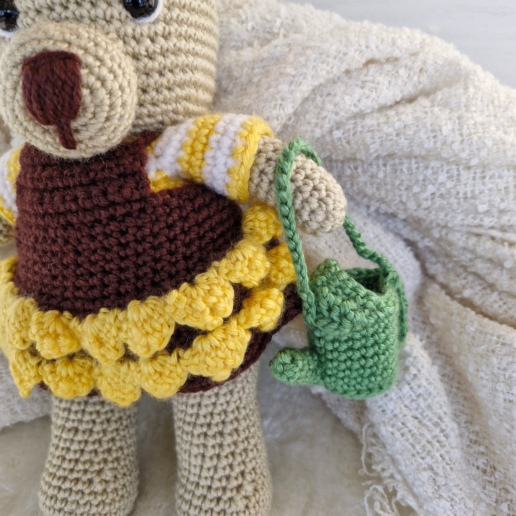 Sweet Crochet Bear in Sunflower Dress