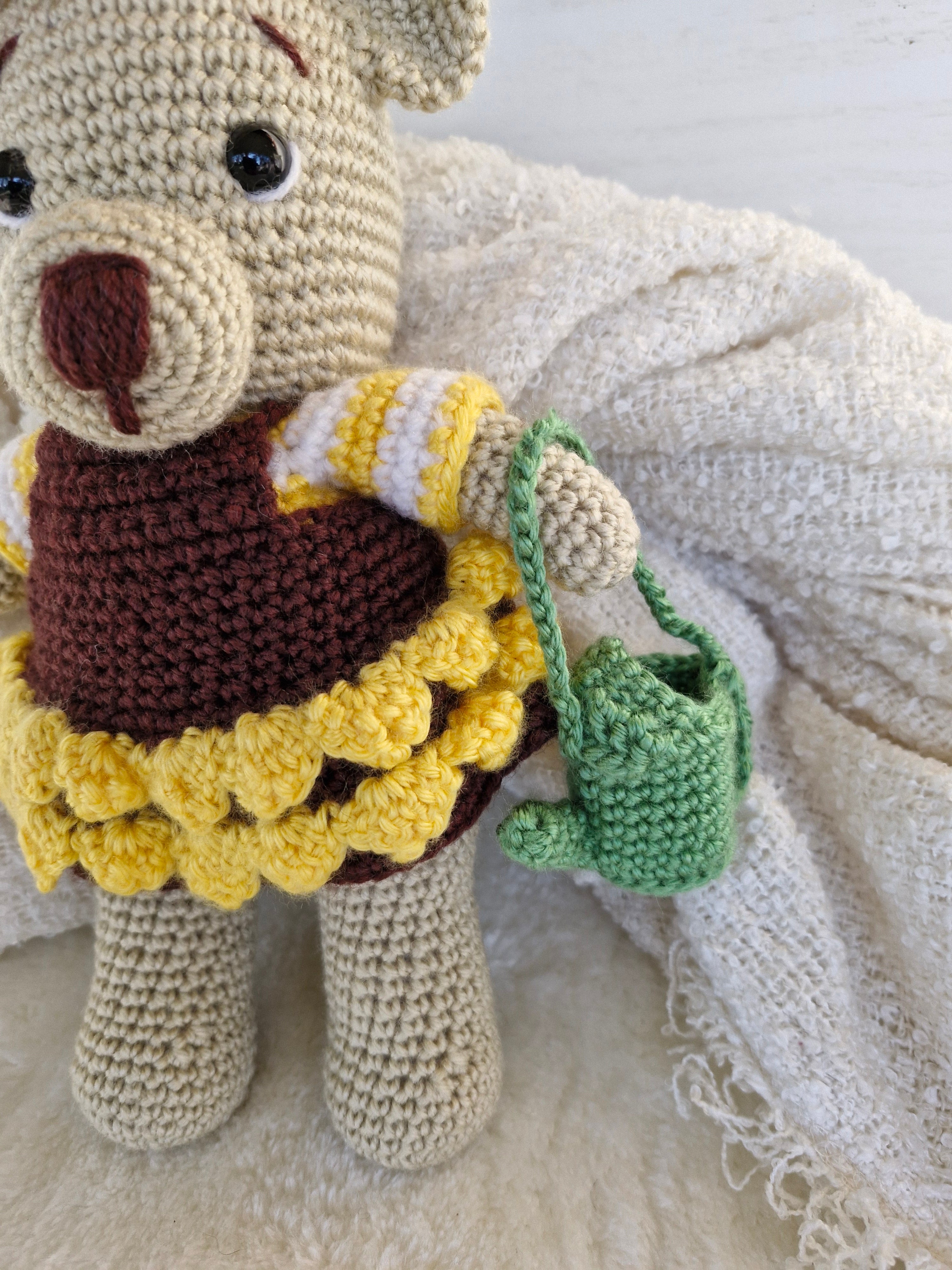 Sweet Crochet Bear in Sunflower Dress