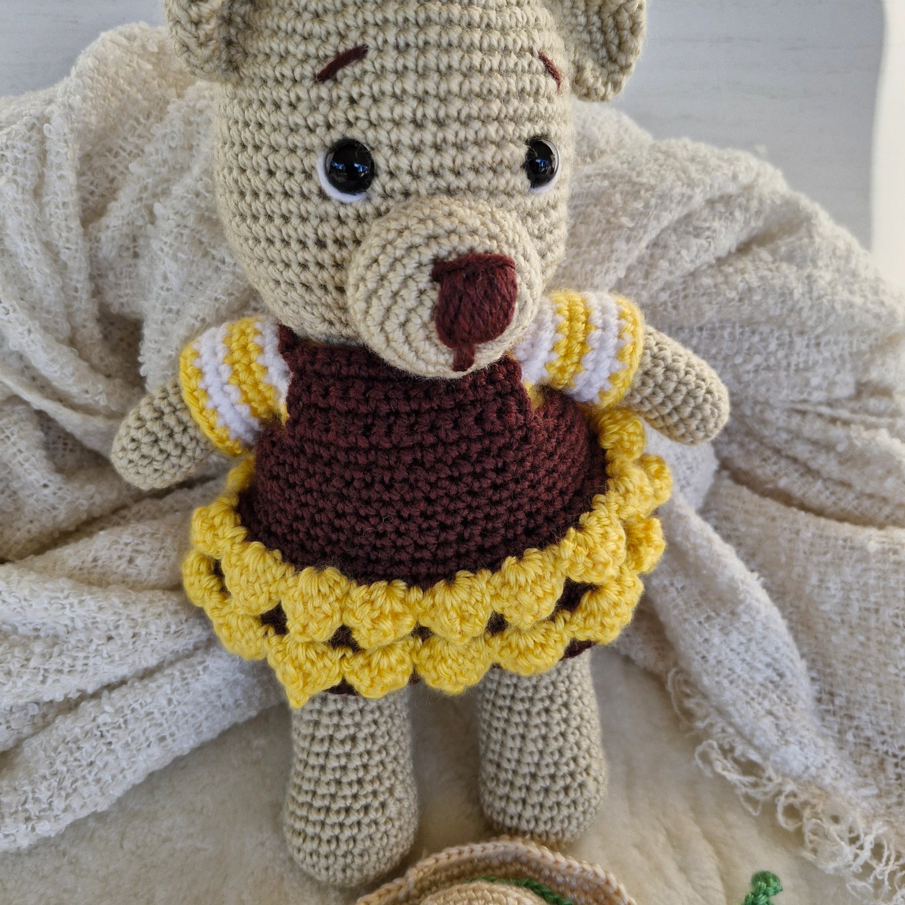 Sweet Crochet Bear in Sunflower Dress