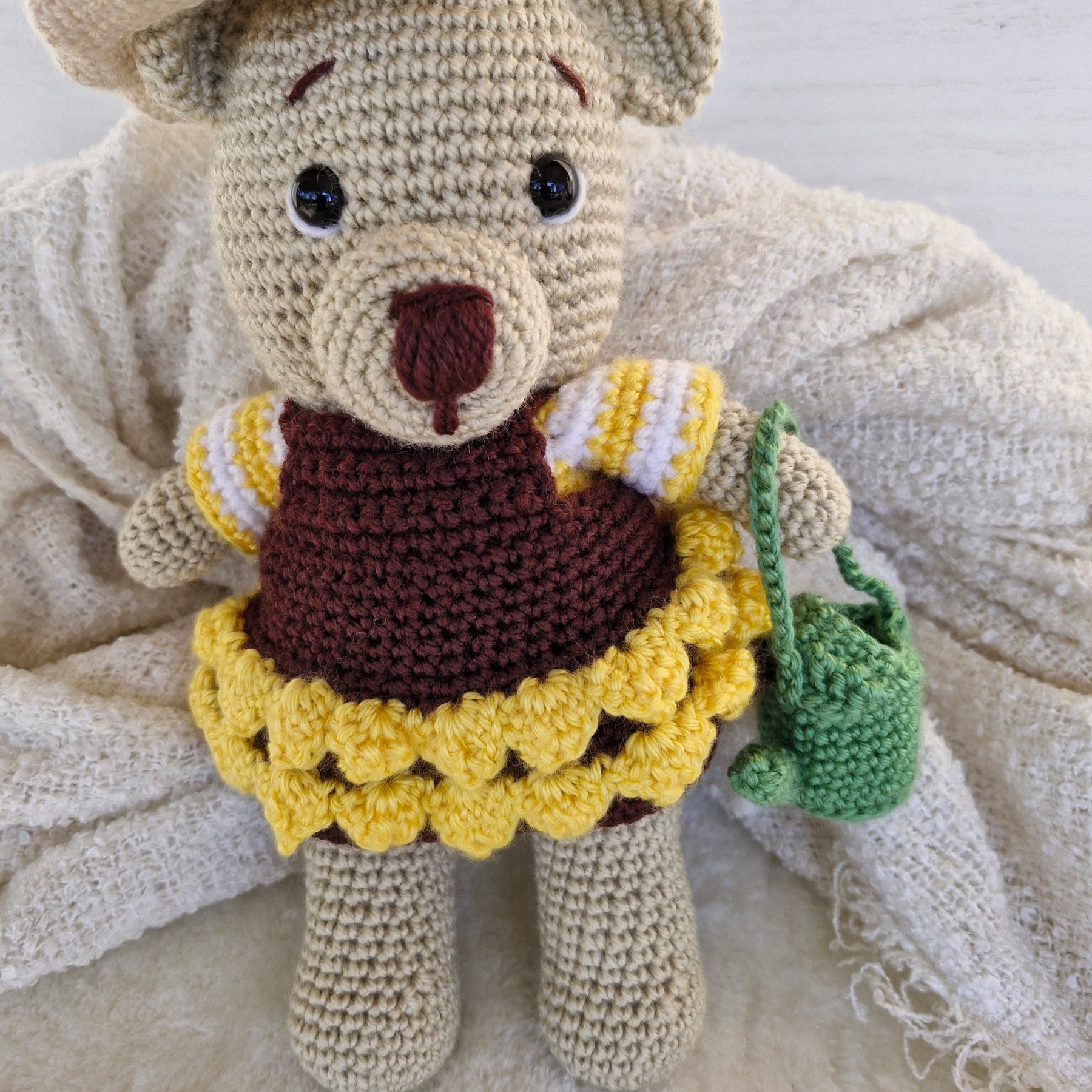 Sweet Crochet Bear in Sunflower Dress