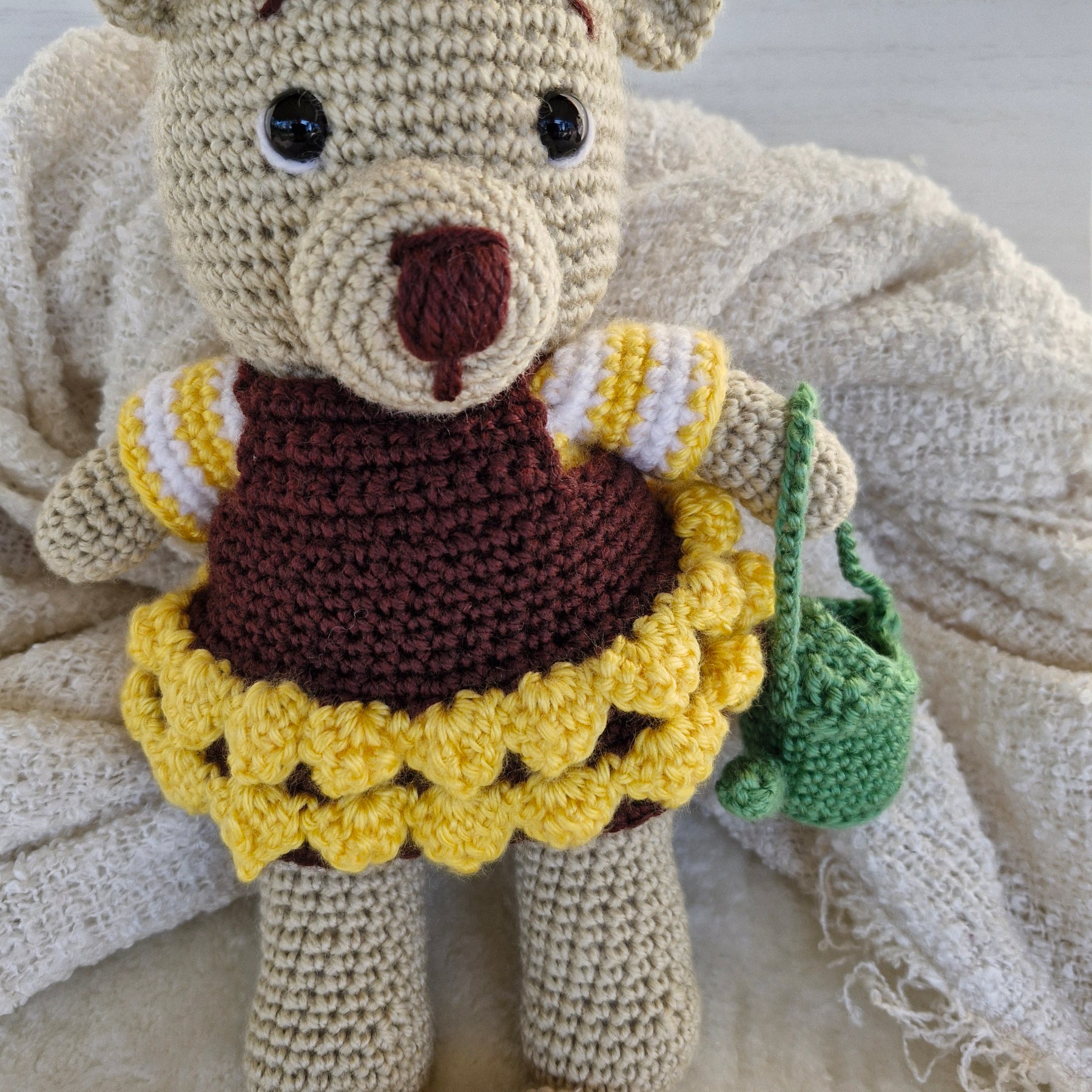 Sweet Crochet Bear in Sunflower Dress