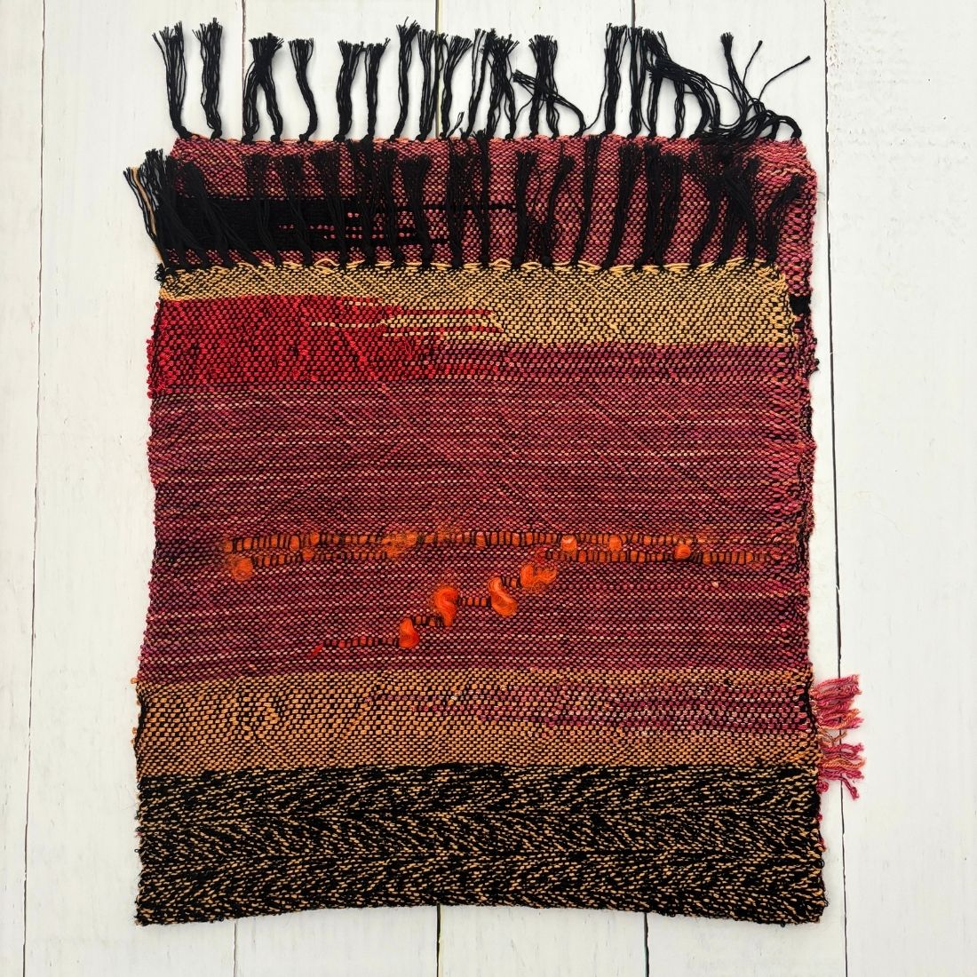 Handwoven Scarf - Sunset Colours - Silk - Wool - Cotton