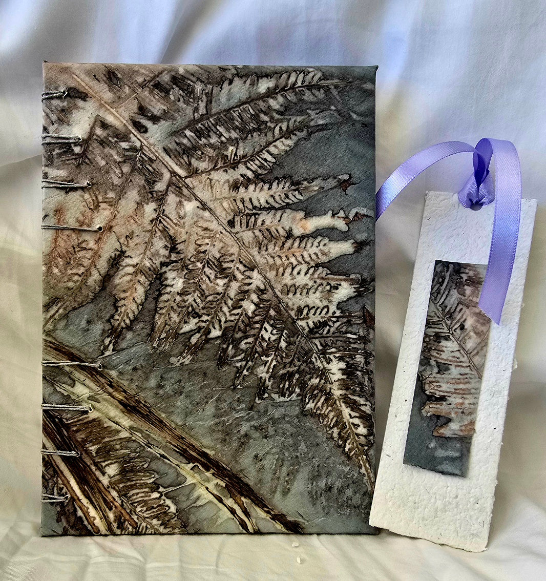 Ferns & Shadows — Handmade A5 Eco-Printed Journal
