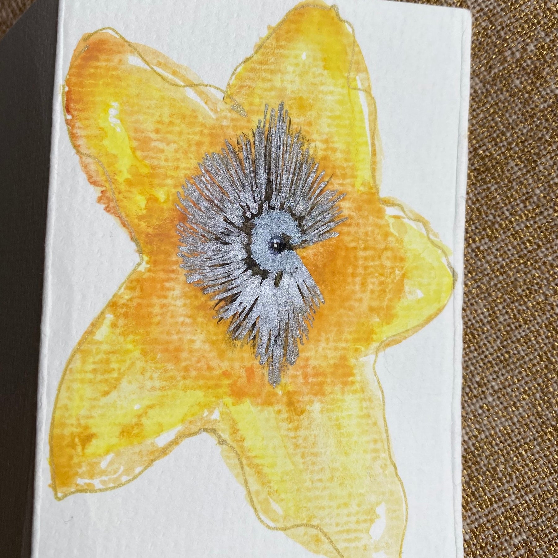 Three Sparkly Hand Painted Watercolour Cards | Handmade Unique Blank Flower Cards