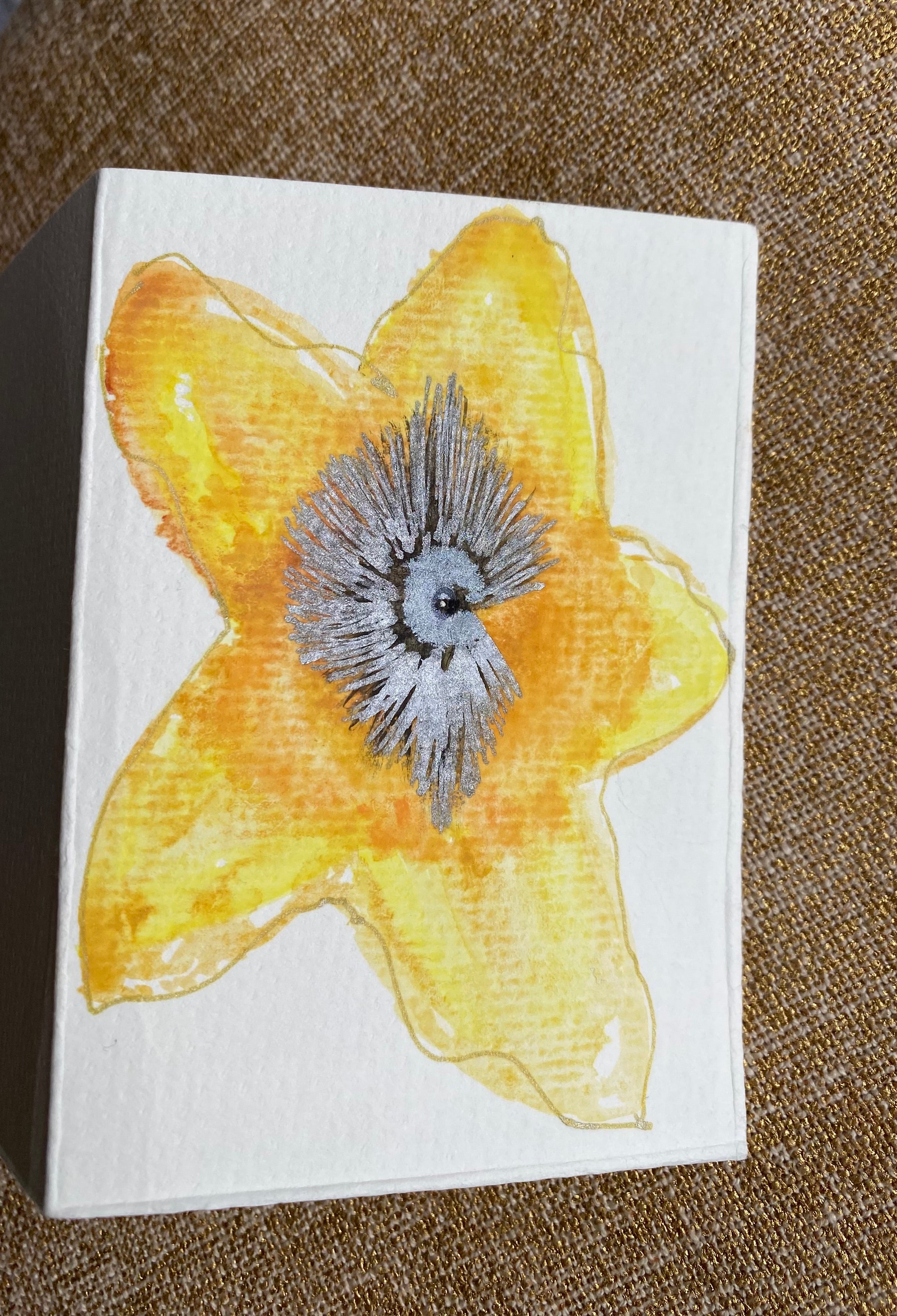 Three Sparkly Hand Painted Watercolour Cards | Handmade Unique Blank Flower Cards