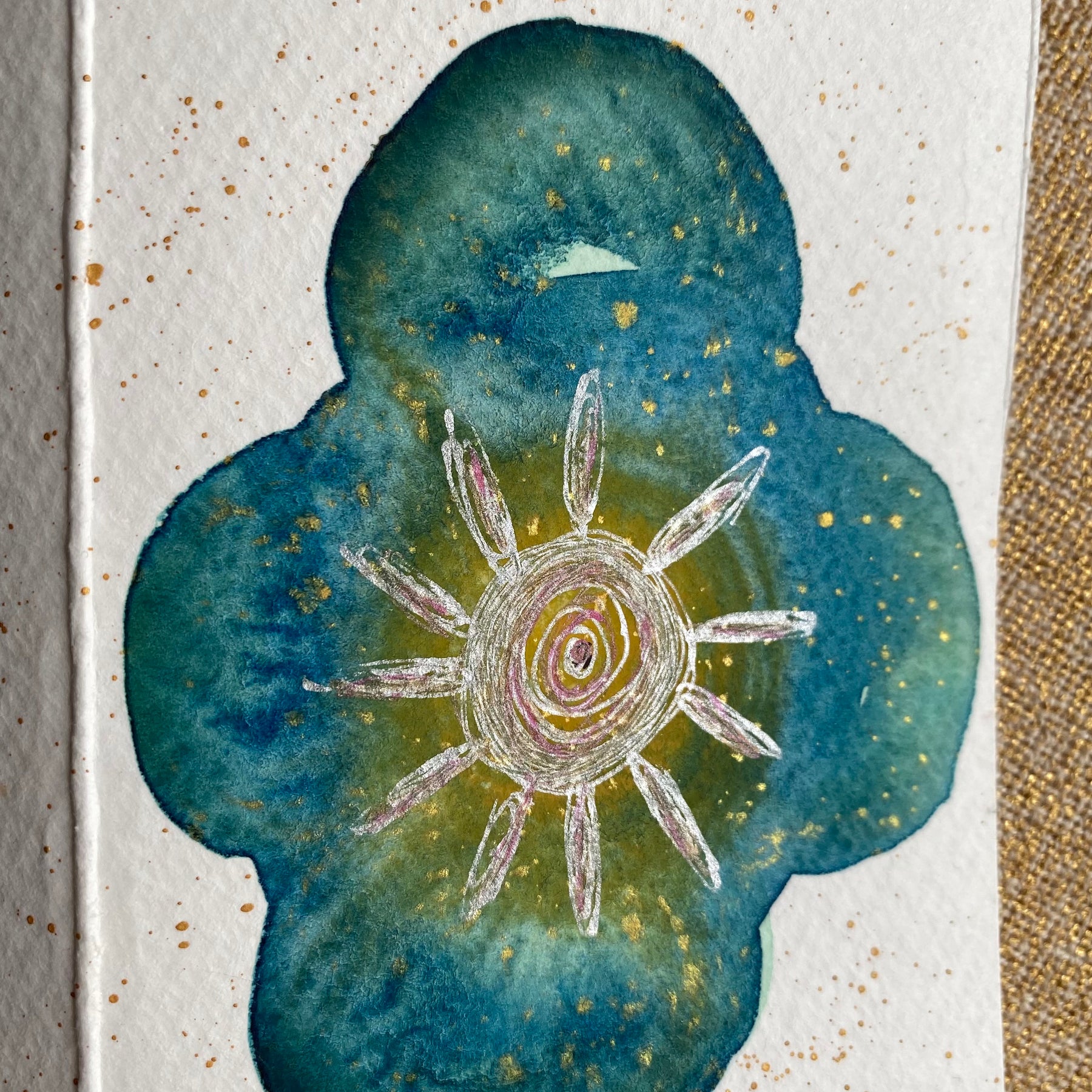 Three Sparkly Hand Painted Watercolour Cards | Handmade Unique Blank Flower Cards