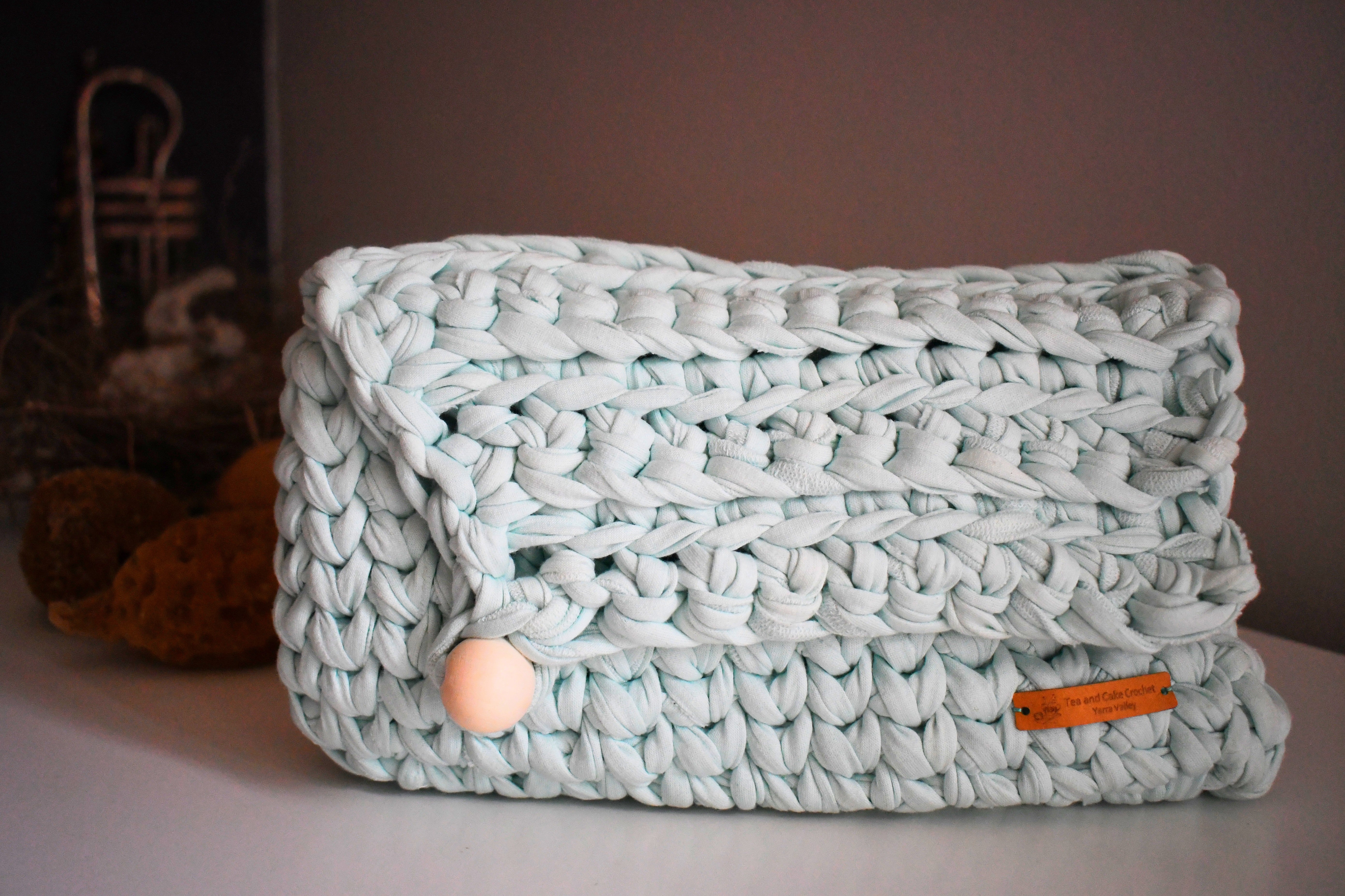 Handmade Crochet Clutch Bag Mint Green