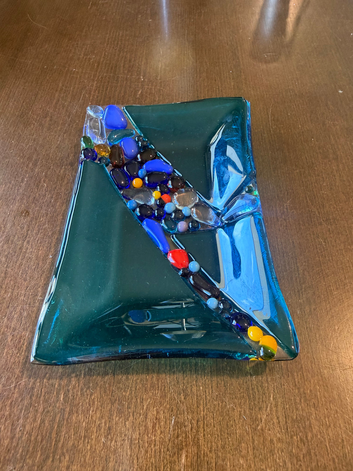 Fused glass trinket tray
