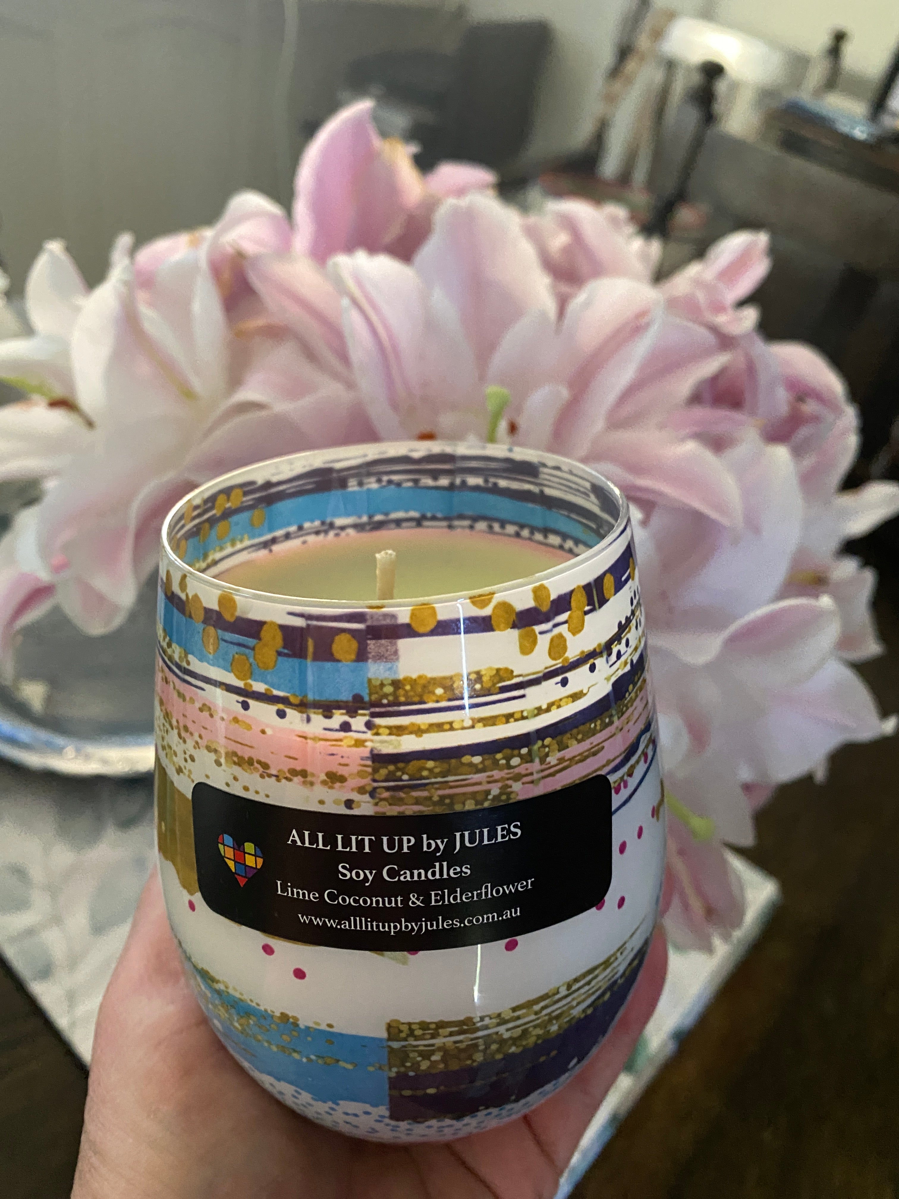 Art Deco Glass with Lime Coconut & Elderflower Fragrance