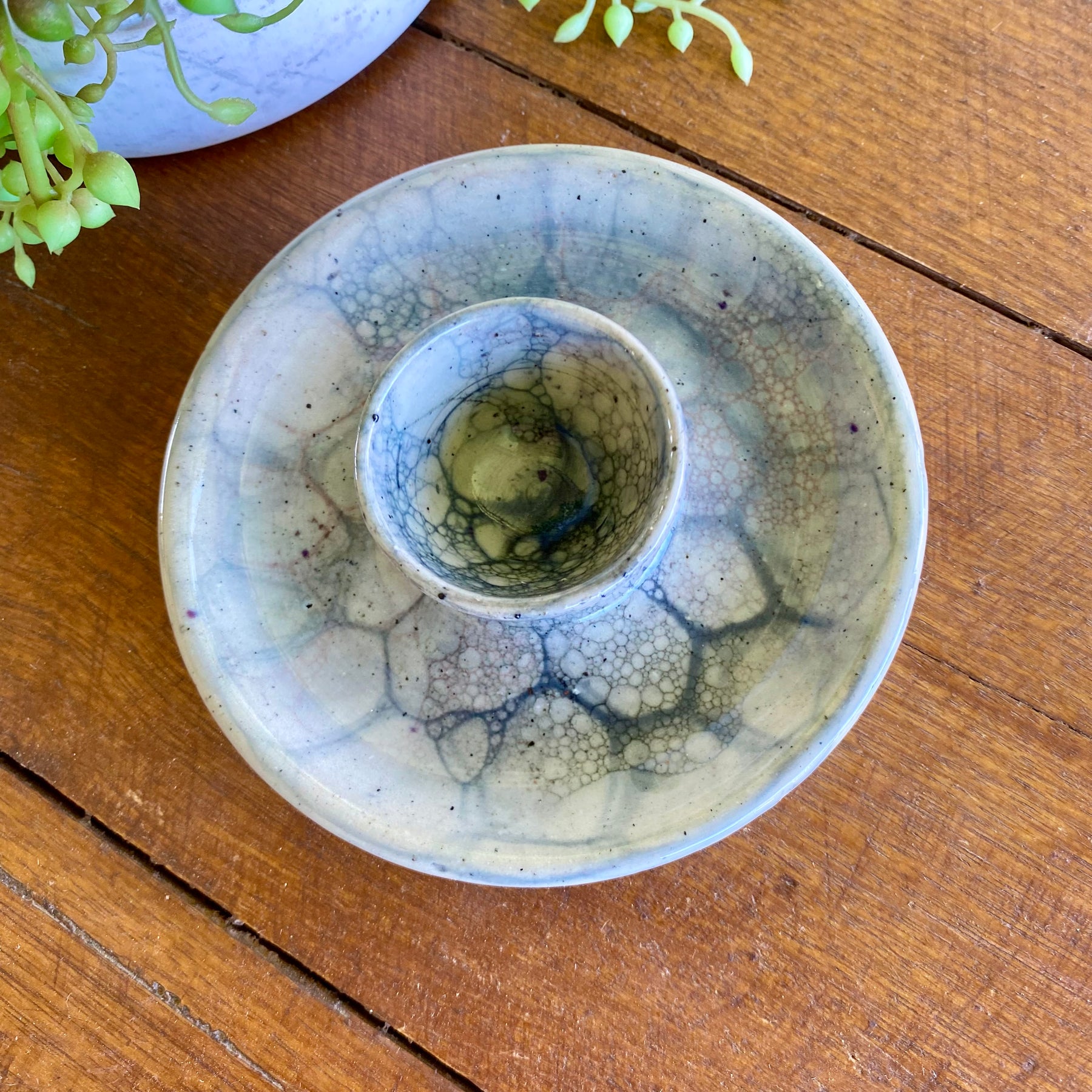 Ceramic Egg Cup with Spoon Rest|Handmade Pottery