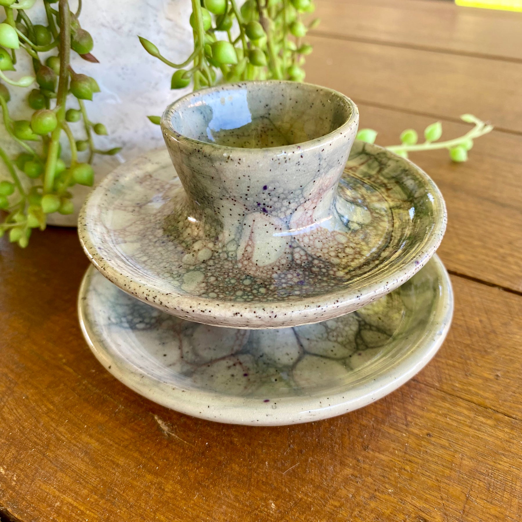 Ceramic Egg Cup with Spoon Rest|Handmade Pottery