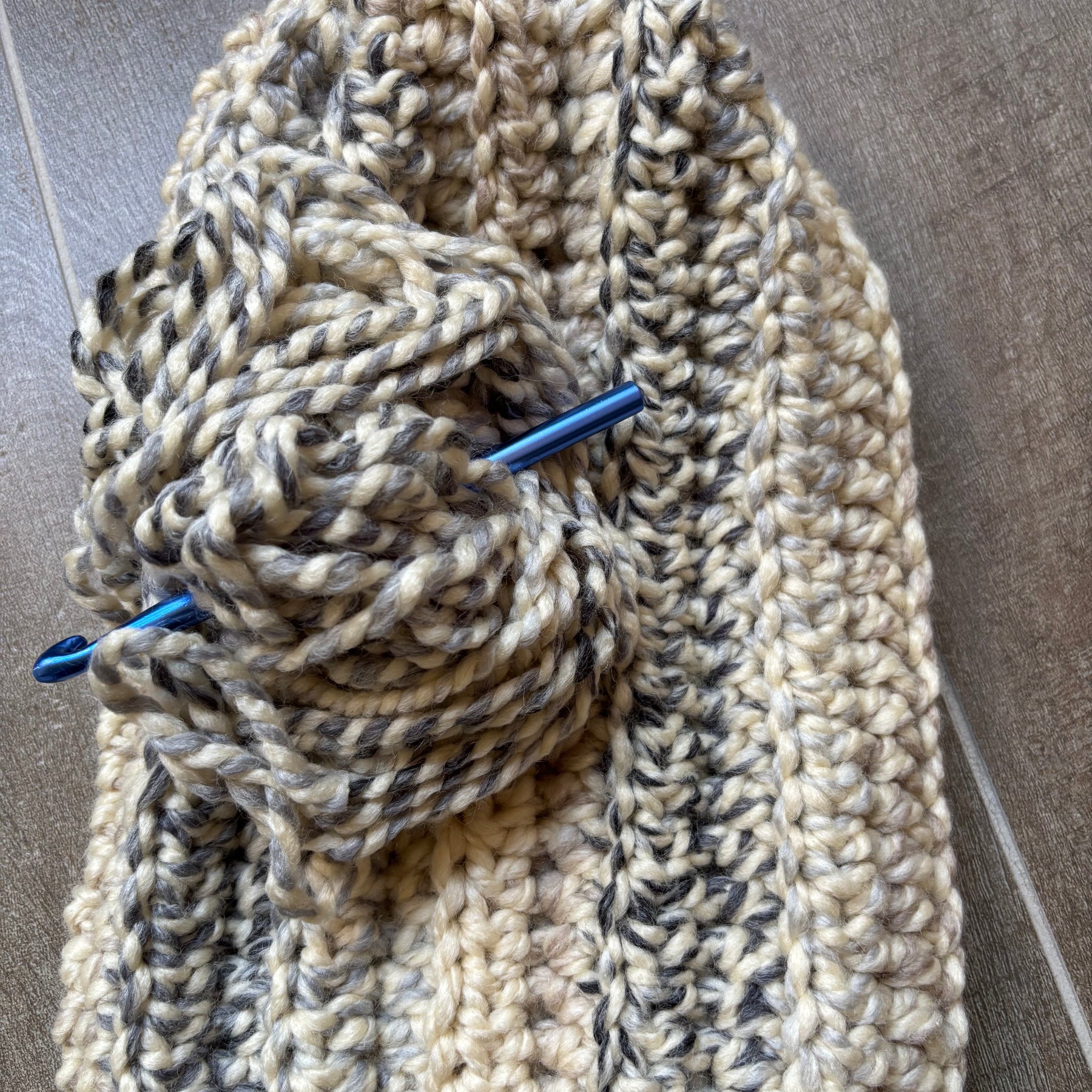 Hand Crocheted Beanie | Super Chunky |Grey Fleck | Unisex