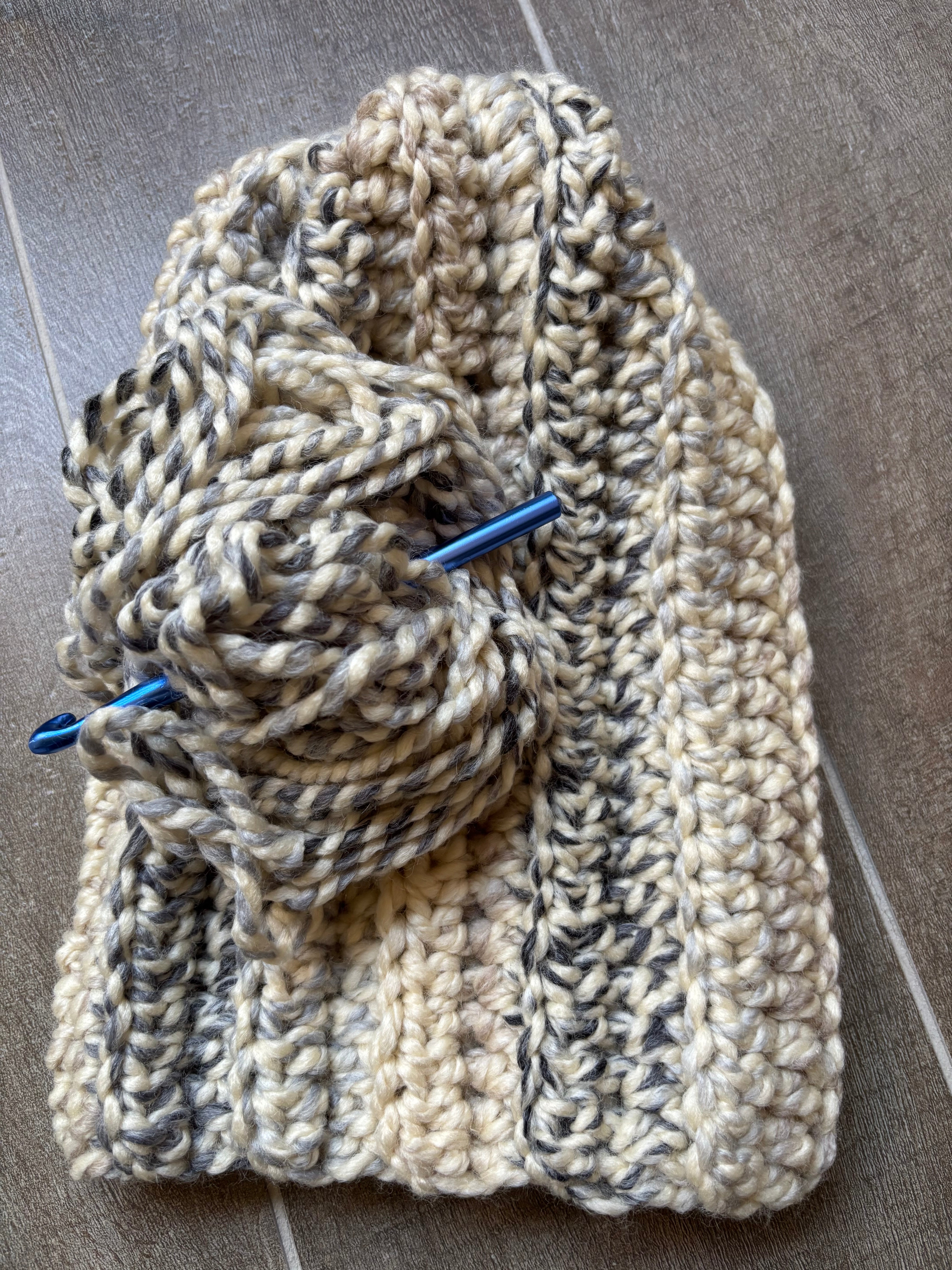 Hand Crocheted Beanie | Super Chunky |Grey Fleck | Unisex