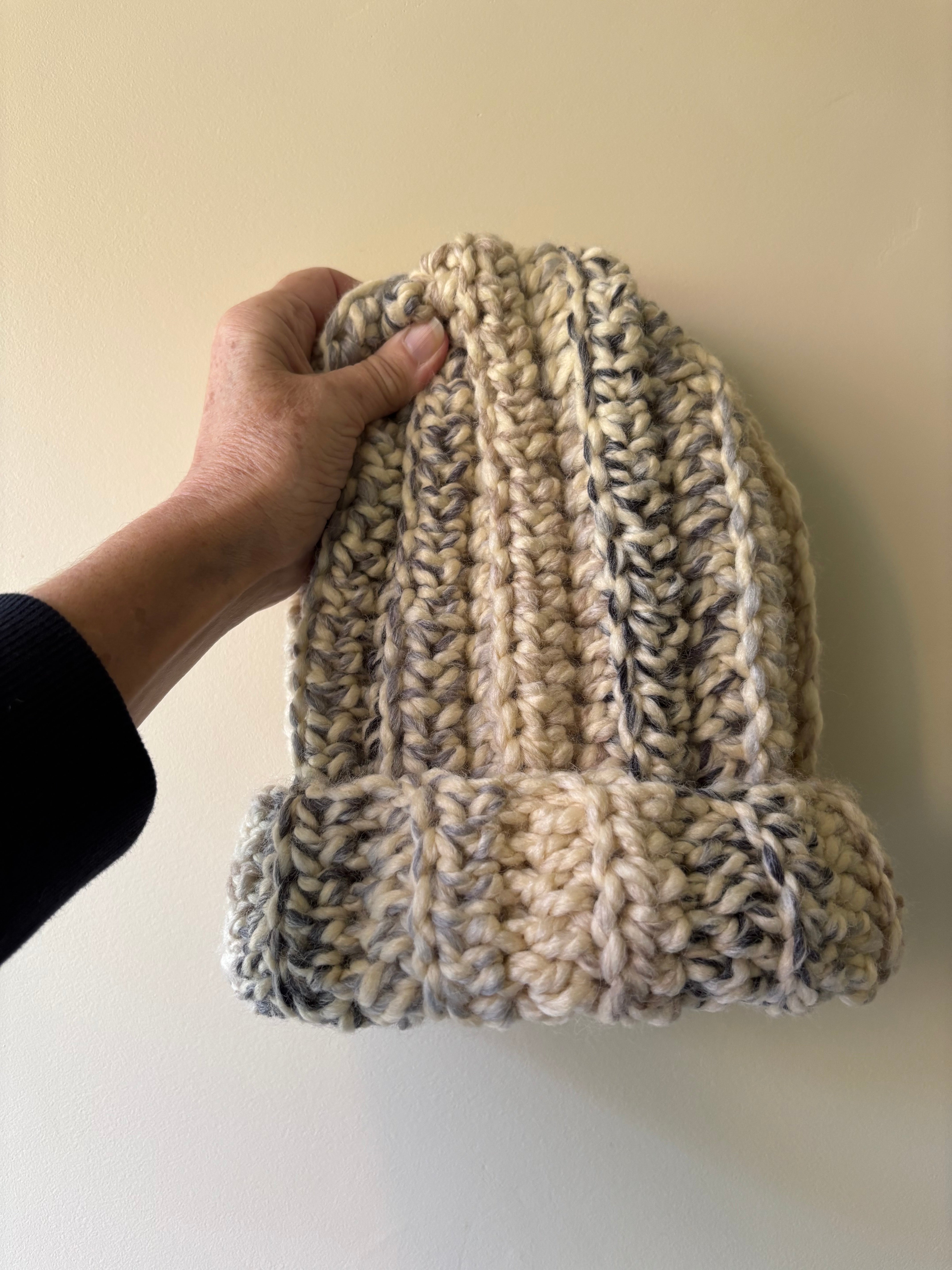 Hand Crocheted Beanie | Super Chunky |Grey Fleck | Unisex