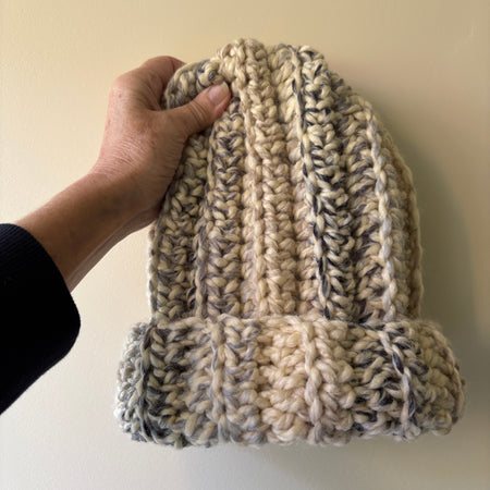 Hand Crocheted Beanie | Super Chunky |Grey Fleck | Unisex