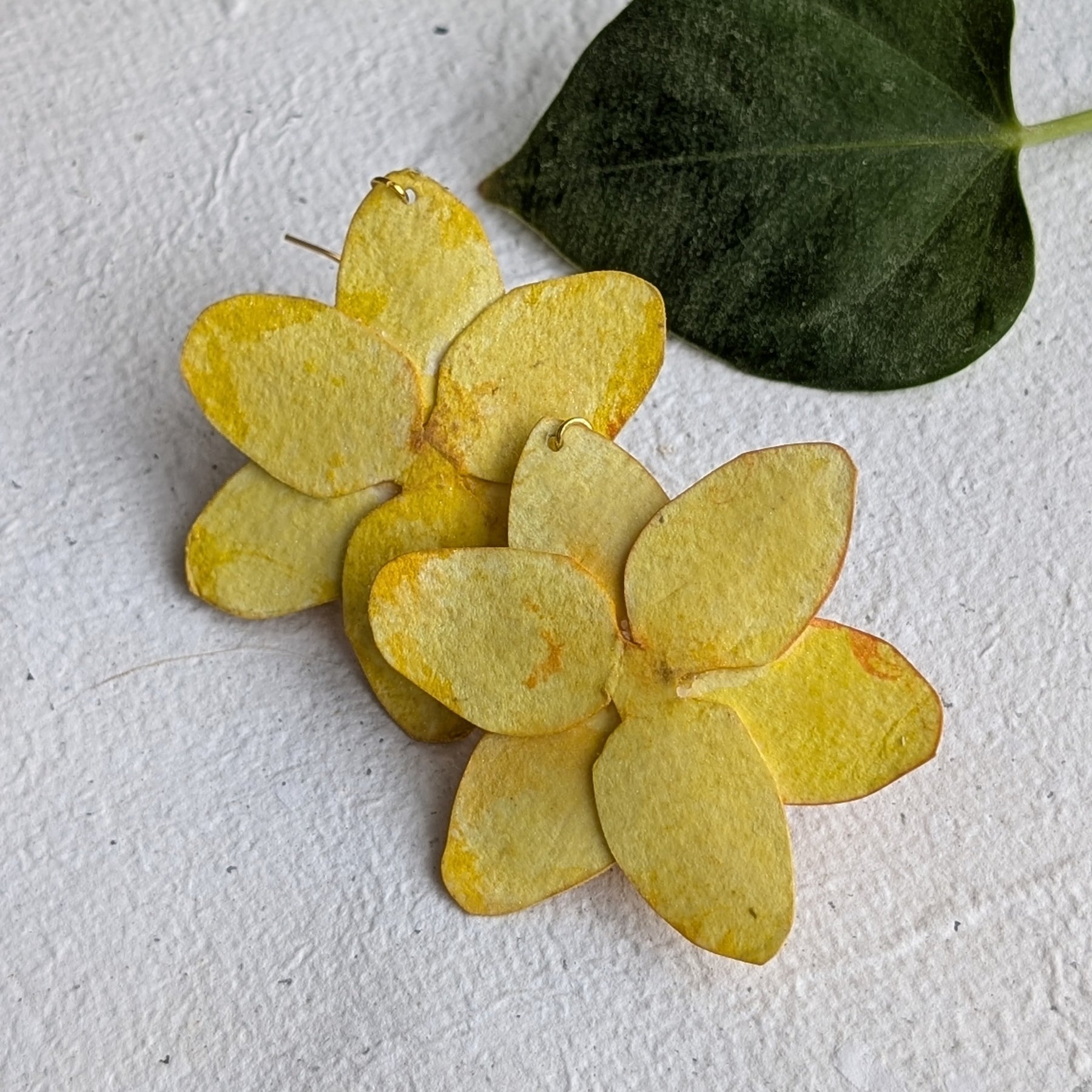 Handpainted Daffodil Earrings – March Birth Flower Jewellery, Paper Anniversary Gift, Botanical Statement Earrings