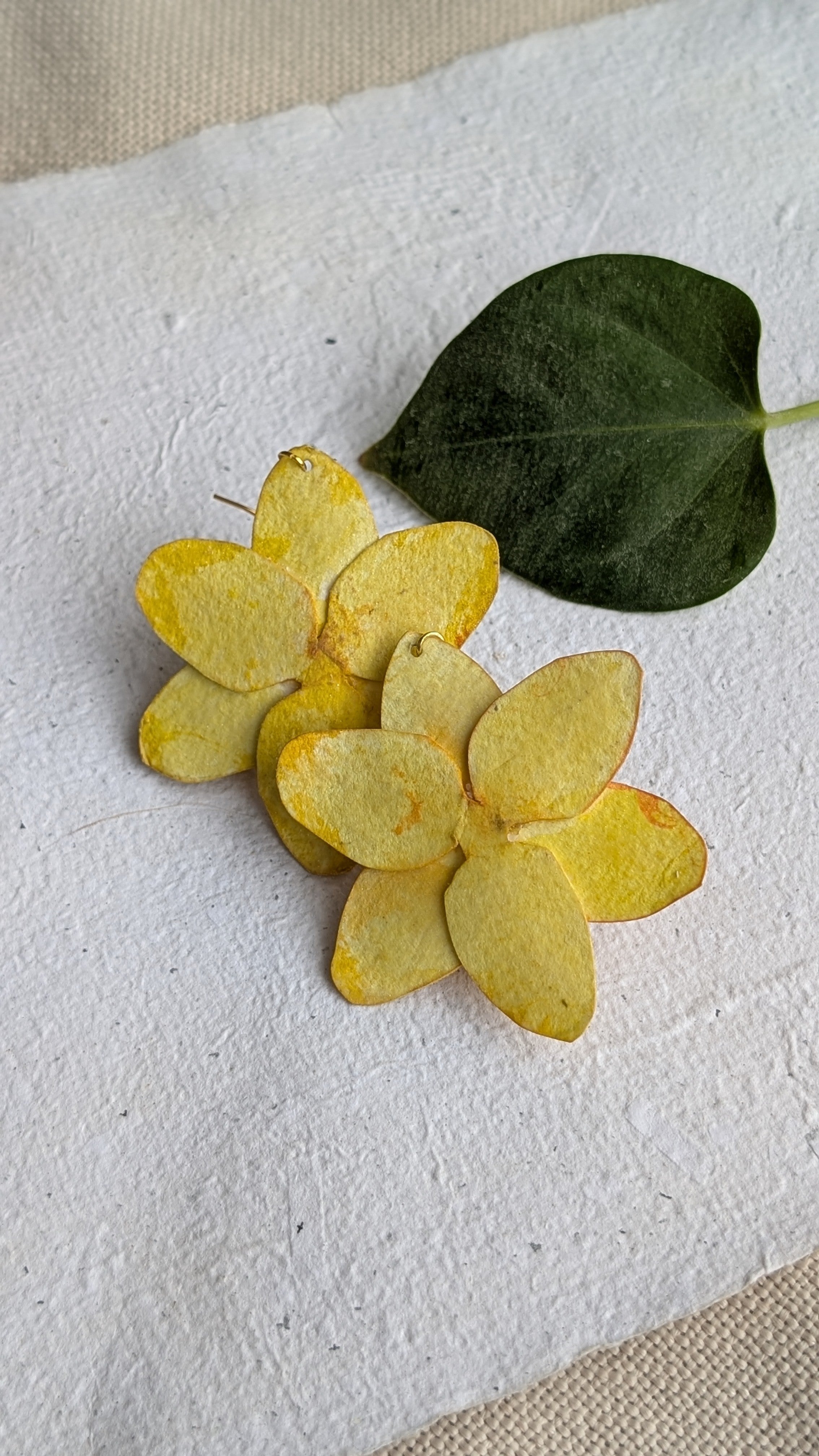 Handpainted Daffodil Earrings – March Birth Flower Jewellery, Paper Anniversary Gift, Botanical Statement Earrings