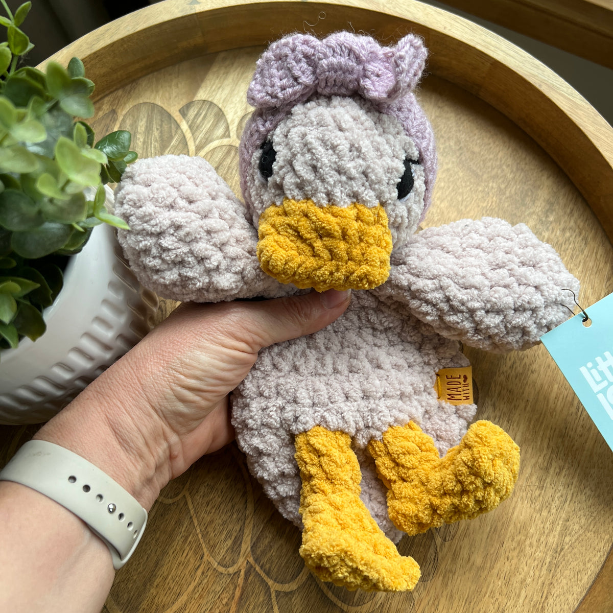 Handmade Modern crochet Della Duck Lovey MADE TO ORDER