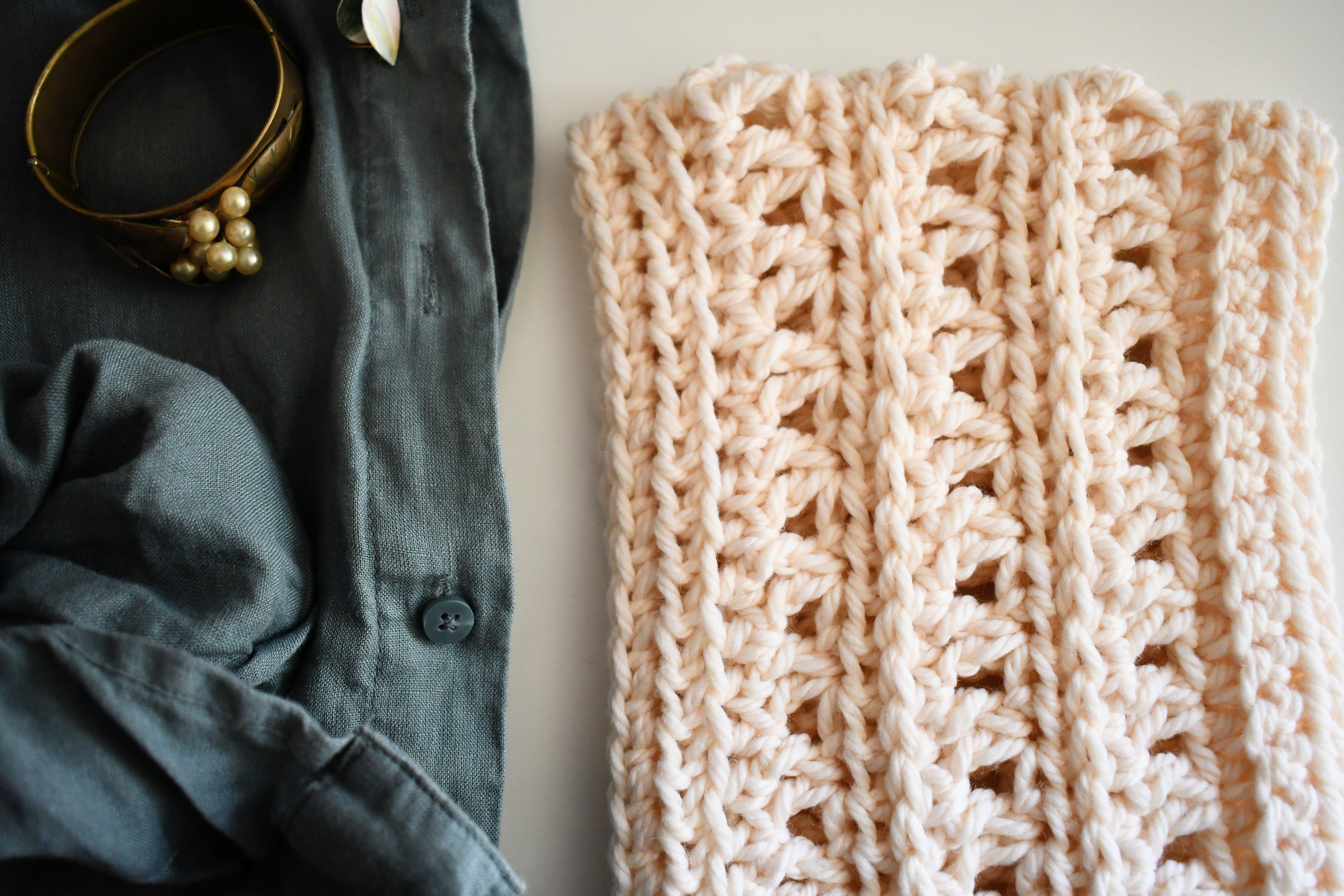 Handmade Crochet Cowl Neck Warmer Cream White