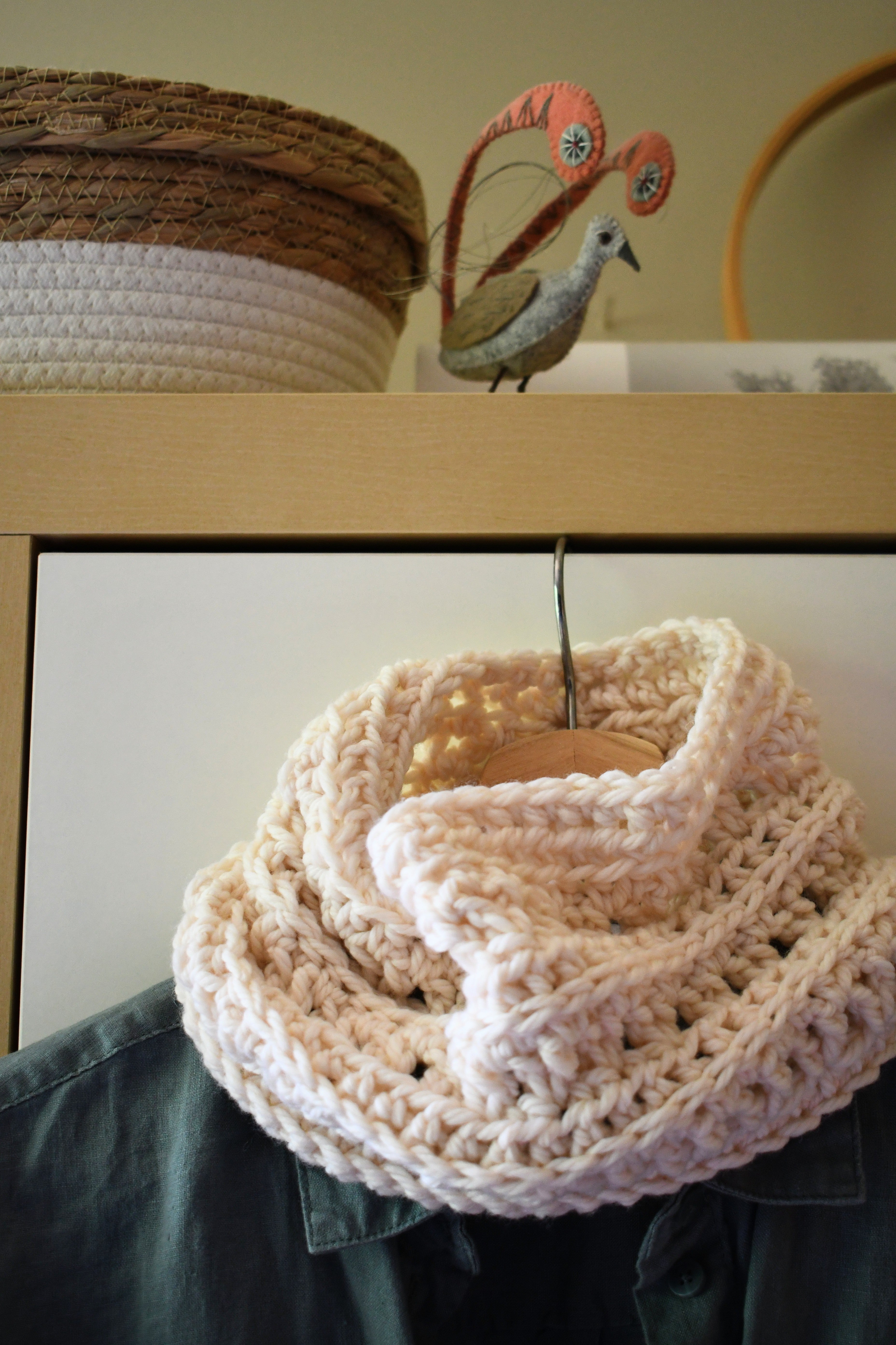 Handmade Crochet Cowl Neck Warmer Cream White
