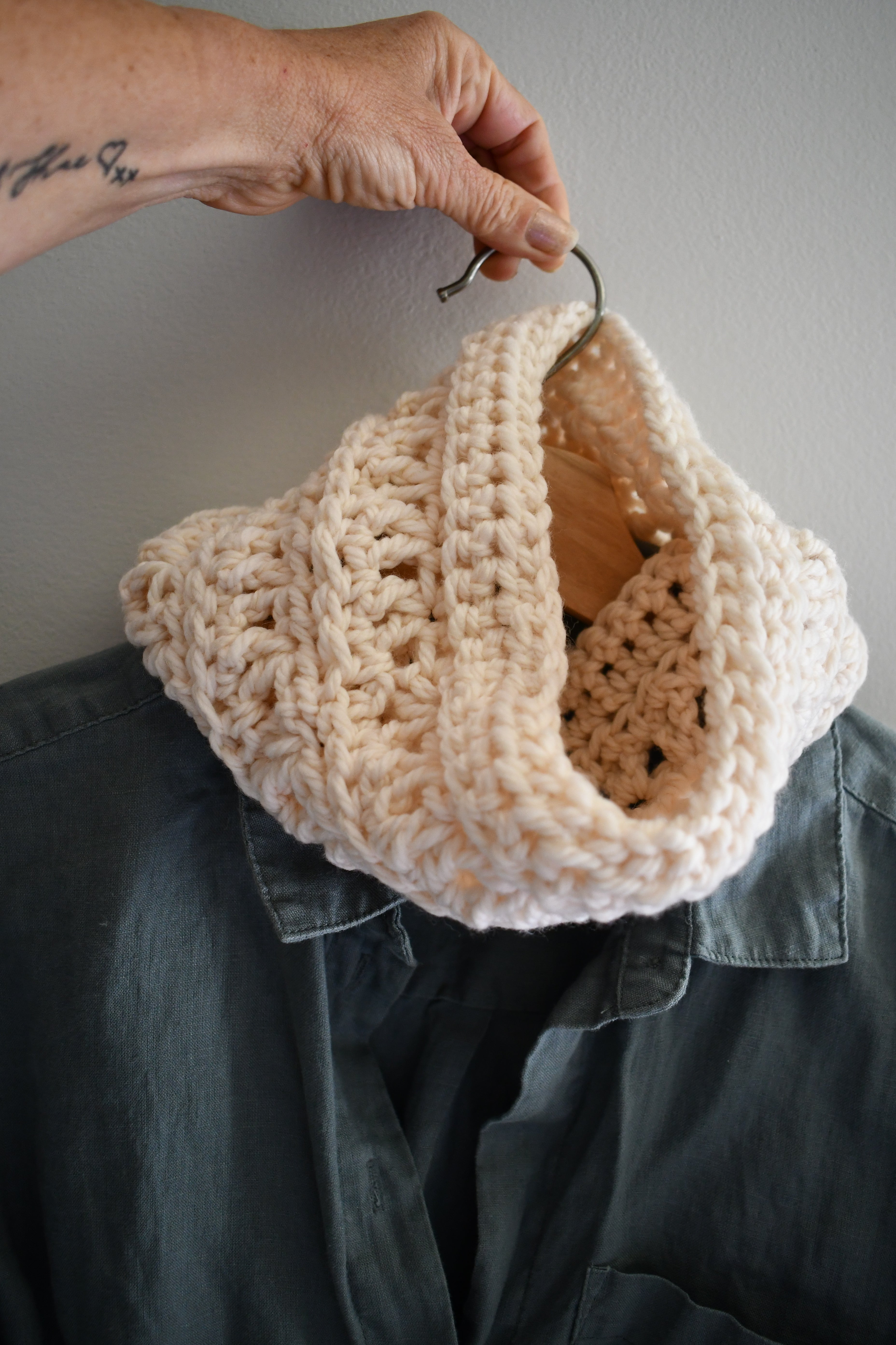 Handmade Crochet Cowl Neck Warmer Cream White