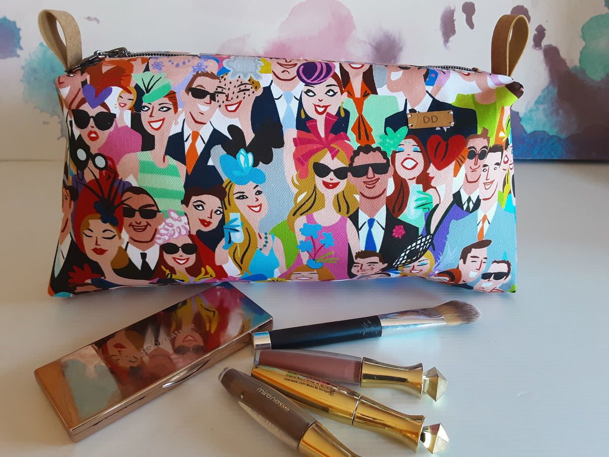 Handmade Zippered Pouch, Large Pencil Case for School or Work,  Waterproof Lined Makeup Bag