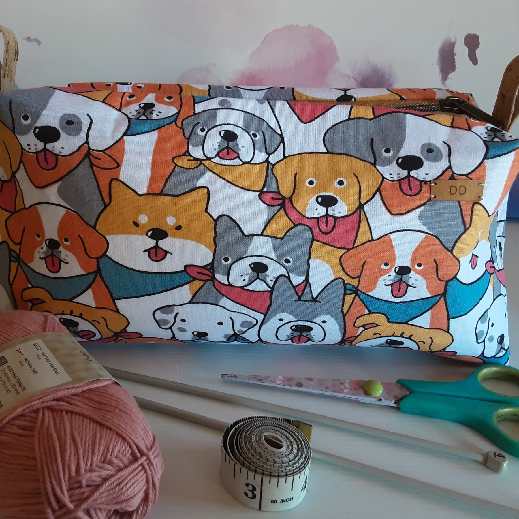 Handmade Zippered Pouch, Large Pencil Case for School or Work,  Waterproof Lined Makeup Bag