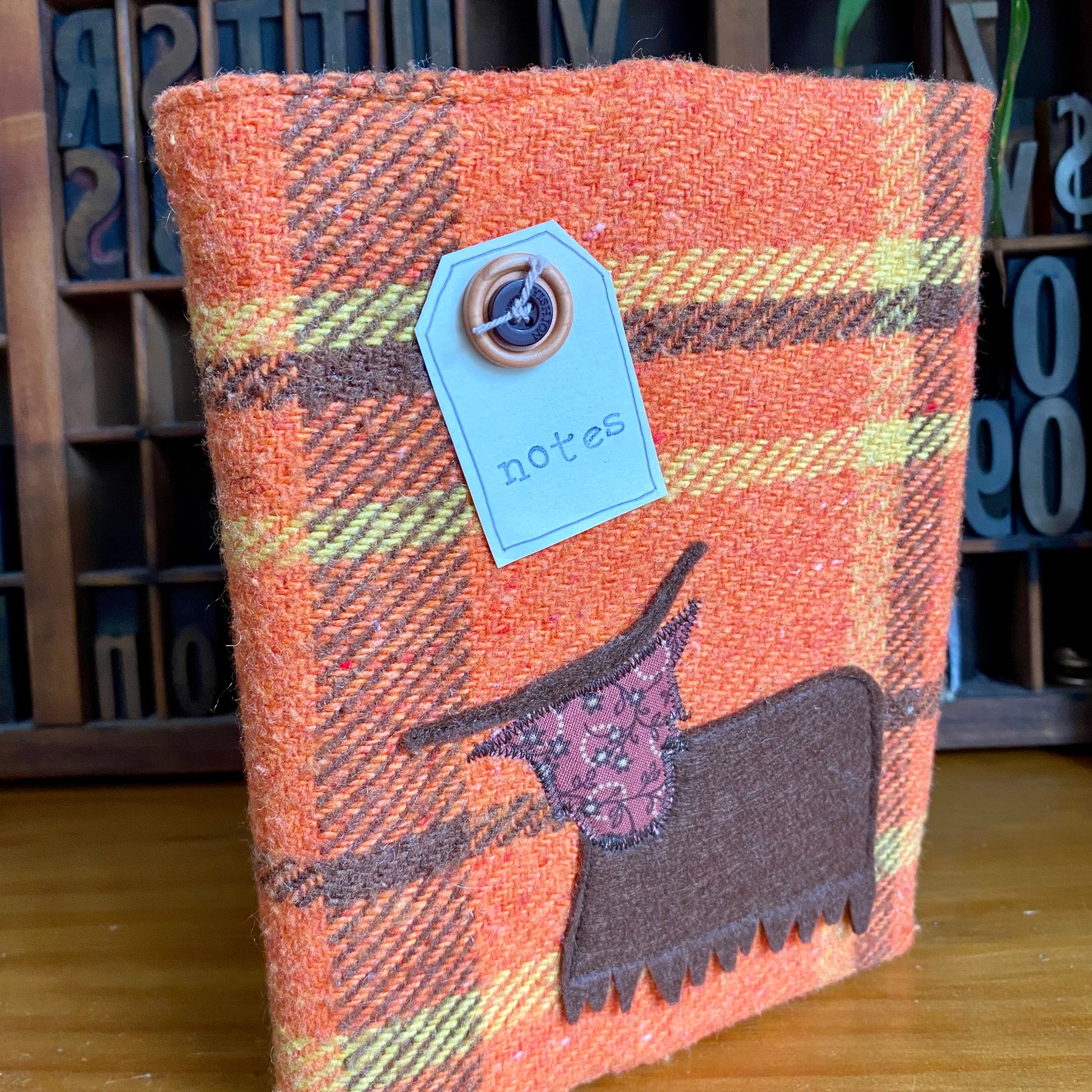 A5 Upcycled Notebook Highland Cow - Orange