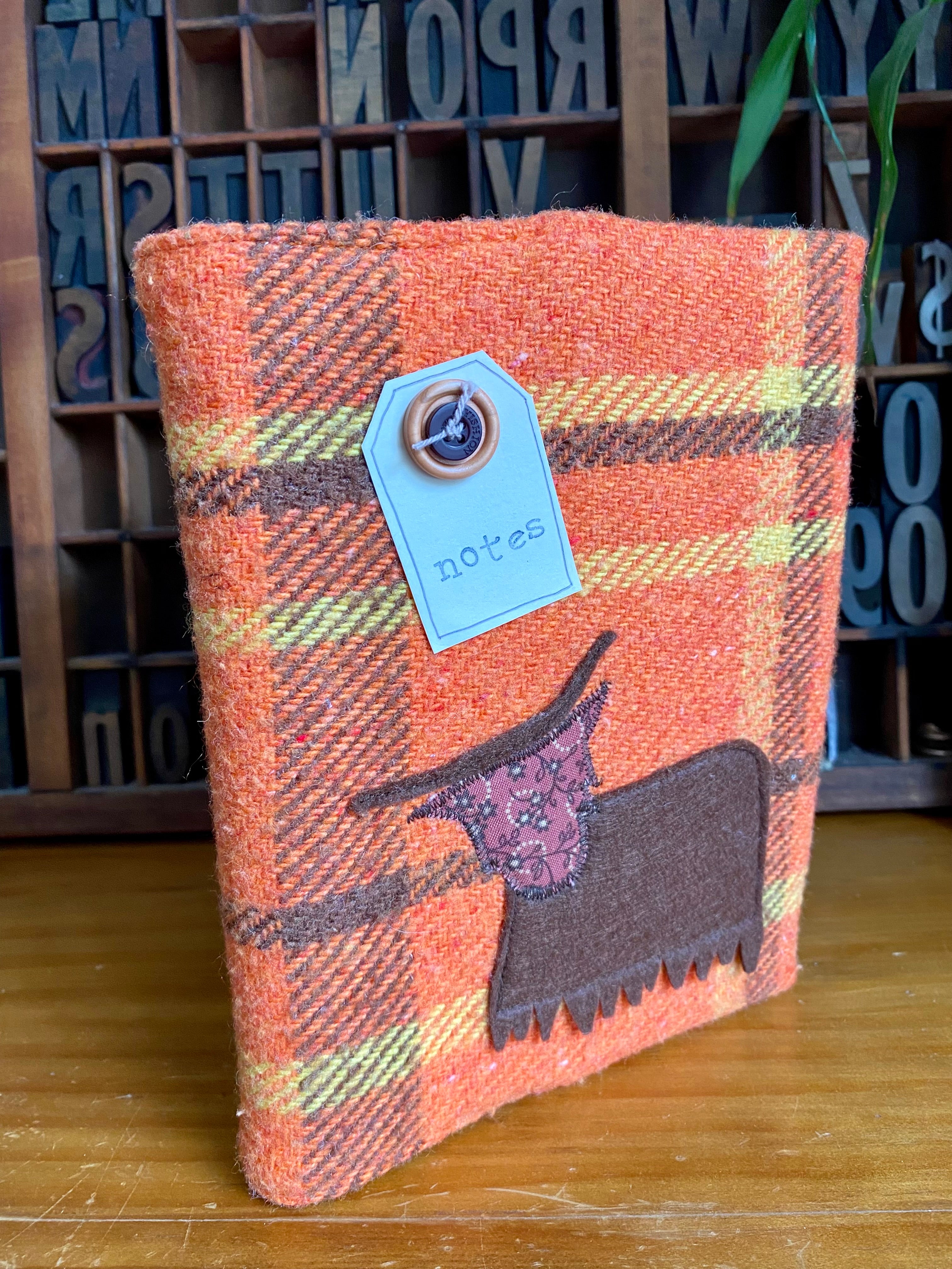 A5 Upcycled Notebook Highland Cow - Orange