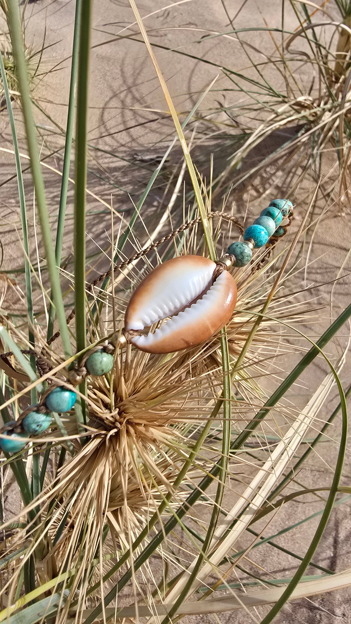Cowrie Necklace with Peruvian Turquoise