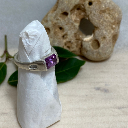 Delicate Signet Ring - Sterling Silver and Alexandrite