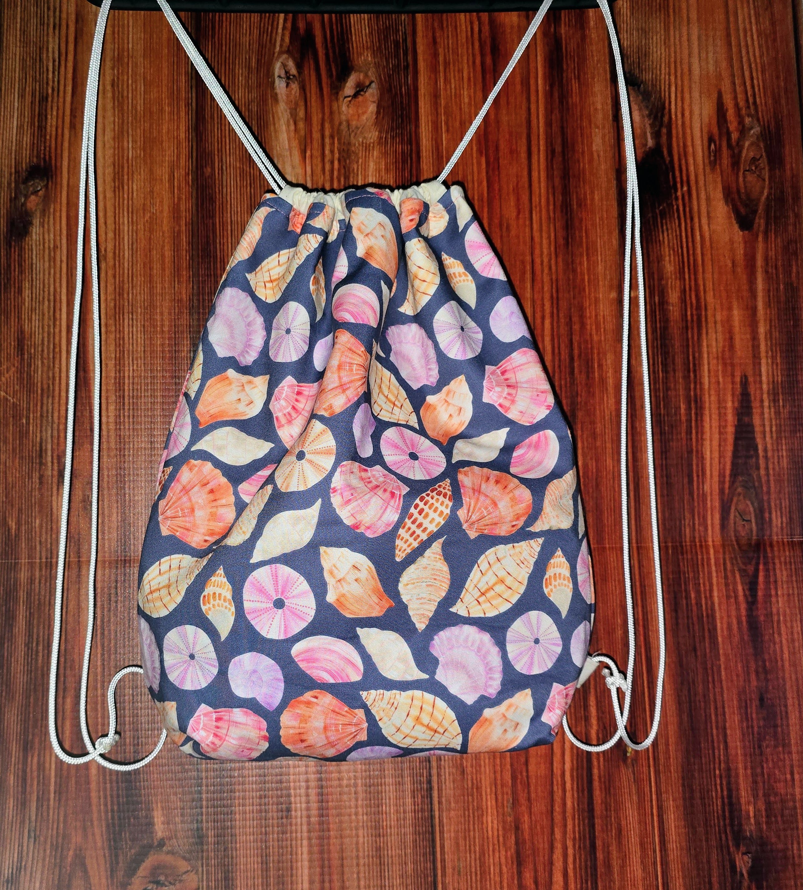 Handmade | Shells | Drawstring | Library Bag | Backpack