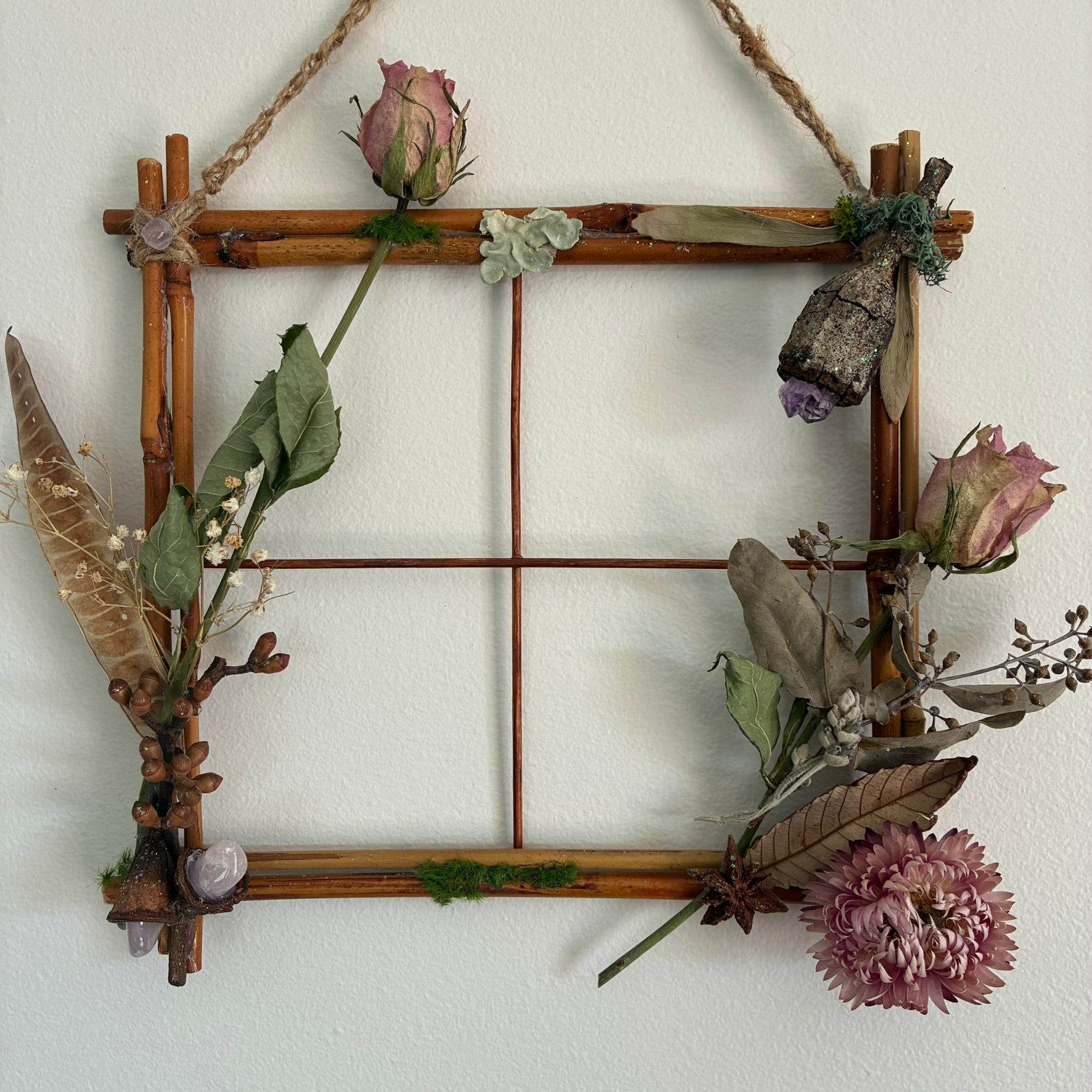 Natures Window Dressings - with Pink Roses