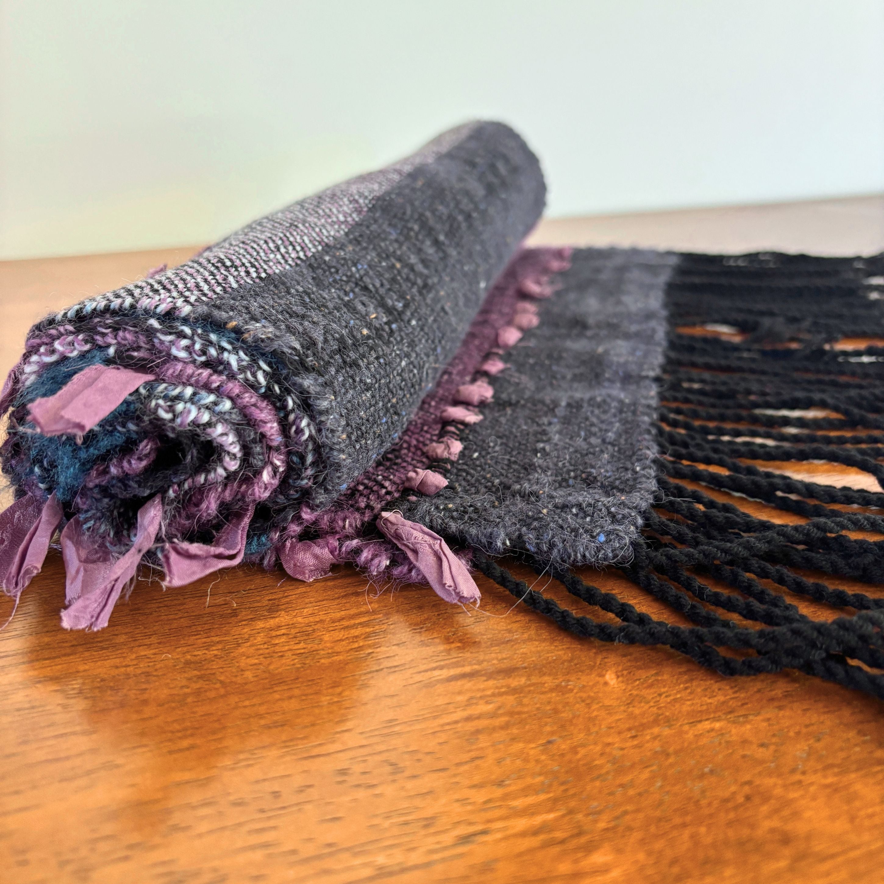 Handwoven Scarf - Dusty Lavender - Dark Teal