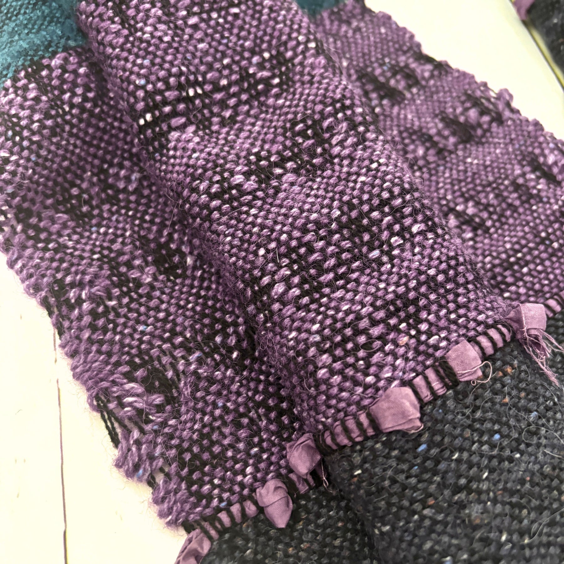 Handwoven Scarf - Dusty Lavender - Dark Teal