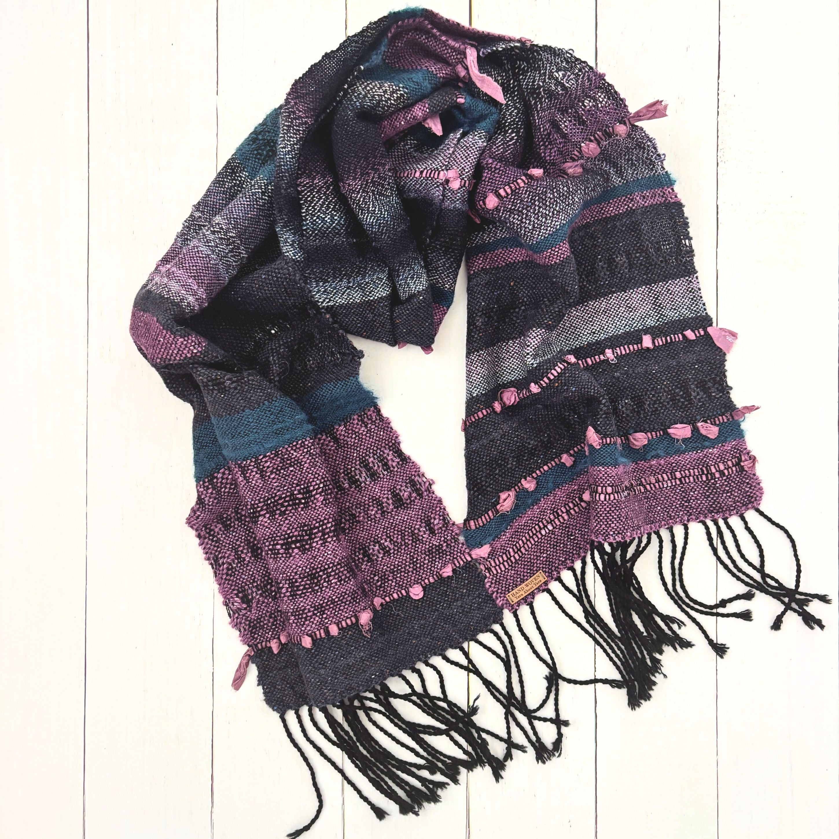 Handwoven Scarf - Dusty Lavender - Dark Teal
