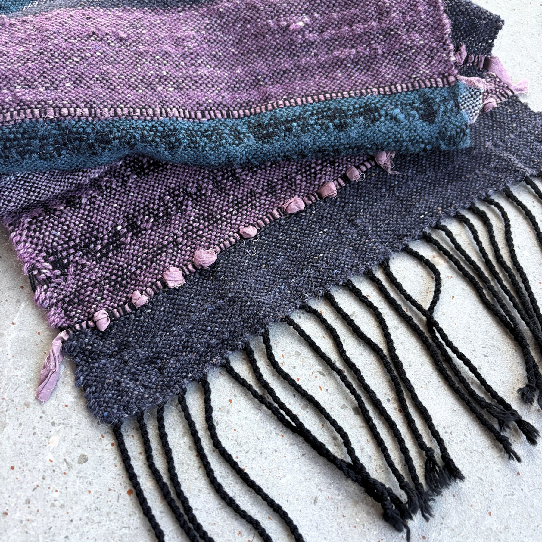 Handwoven Scarf - Dusty Lavender - Dark Teal