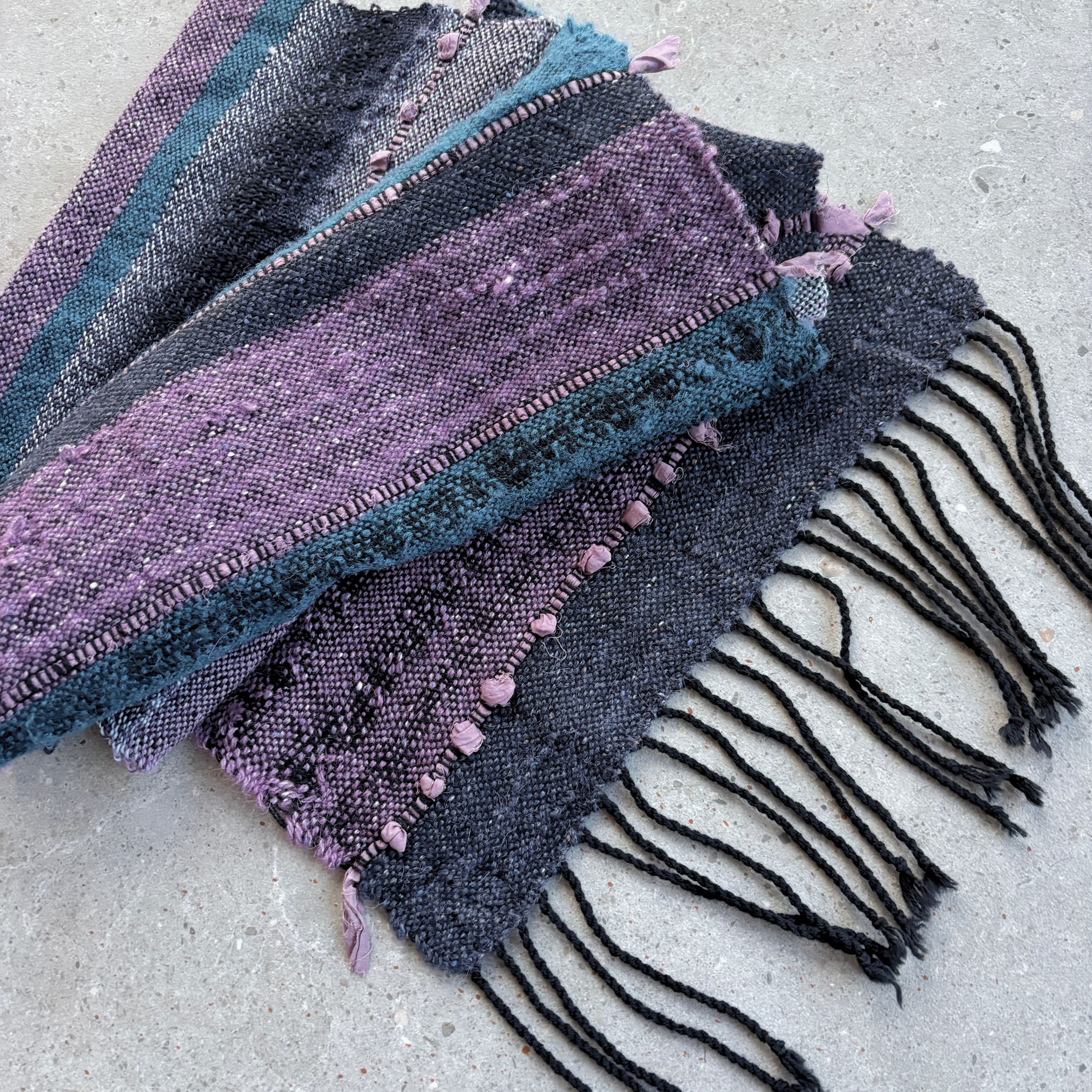 Handwoven Scarf - Dusty Lavender - Dark Teal