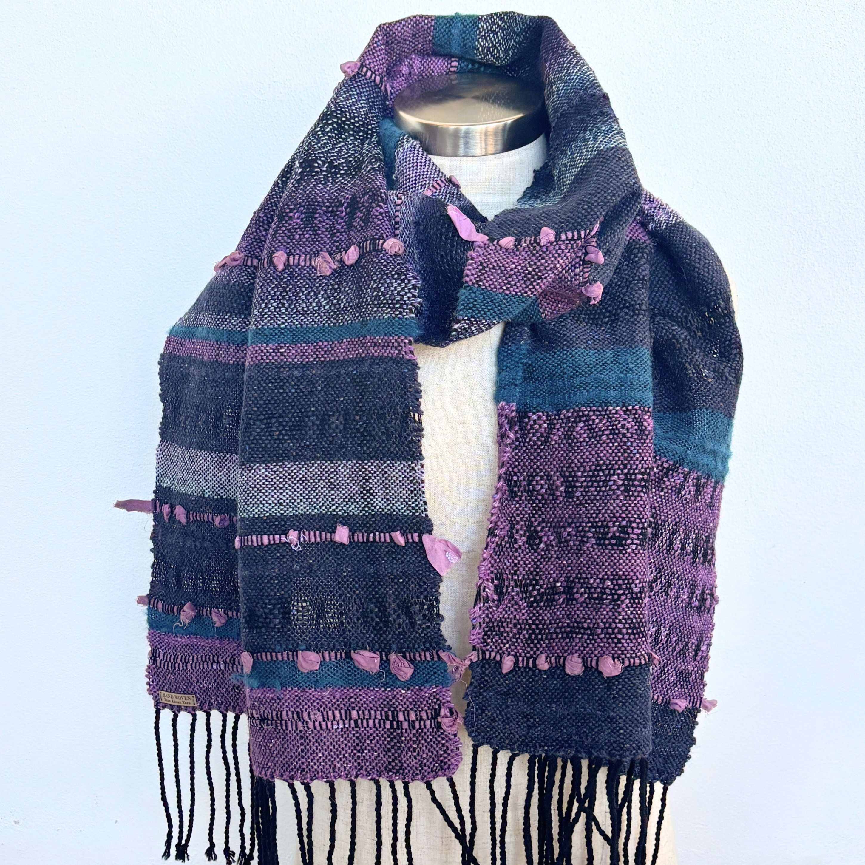 Handwoven Scarf - Dusty Lavender - Dark Teal