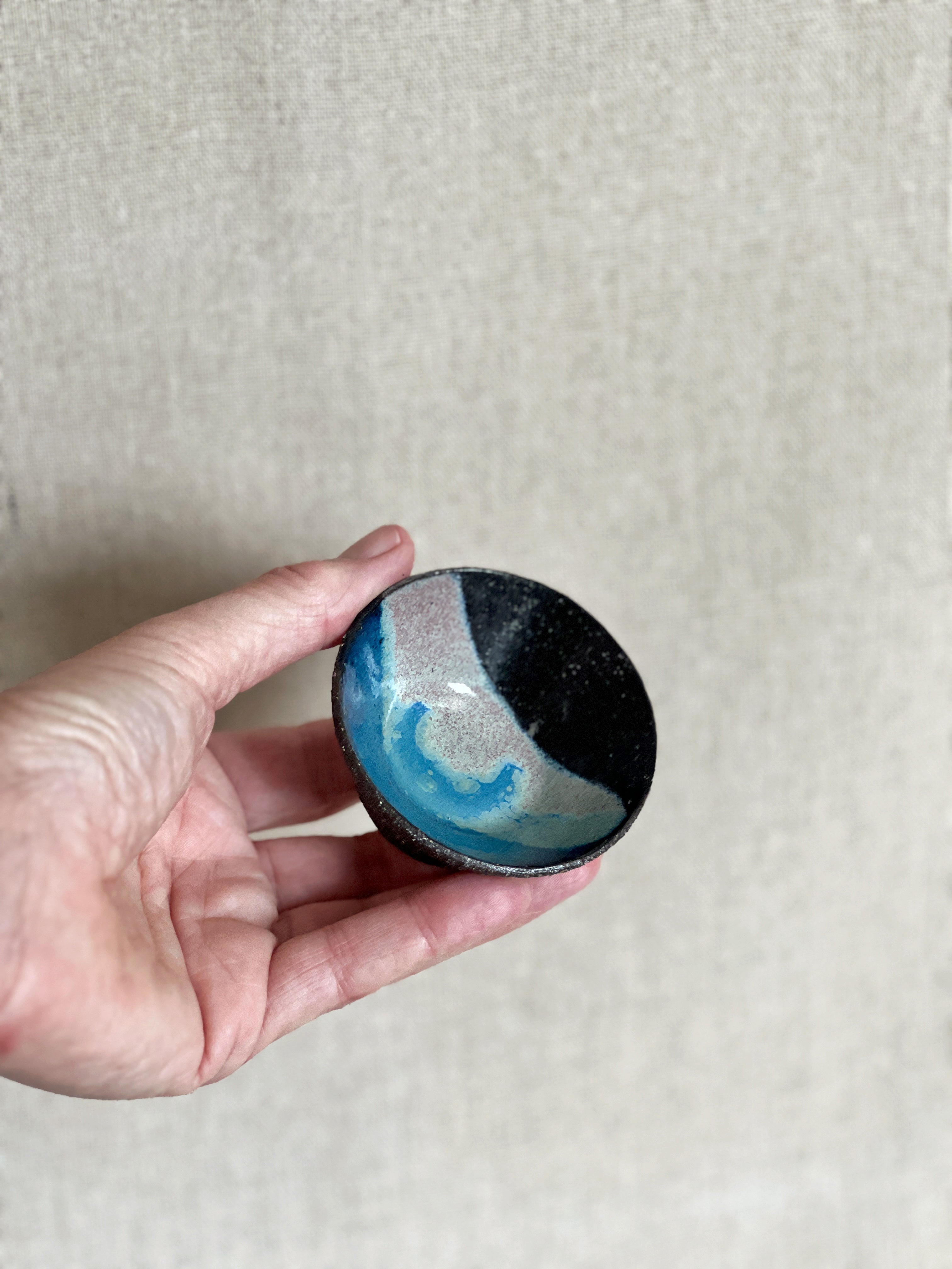 'Terra' small wheel thrown bowl in ocean glaze