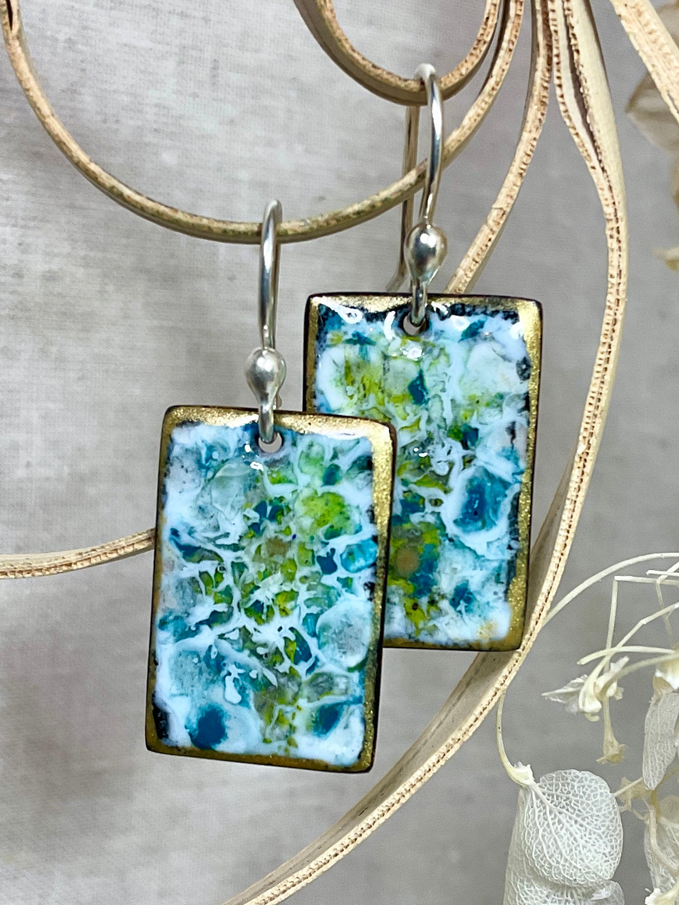Blue, green and gold abstract. Hand made