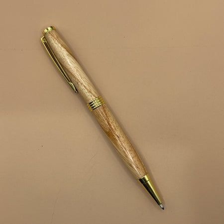 Broad Ballpoint Pen – Olive Root – Gold Accents