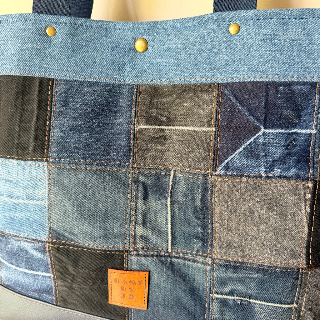 Large Patchwork Tote Bag | Upcycled Denim | Handmade
